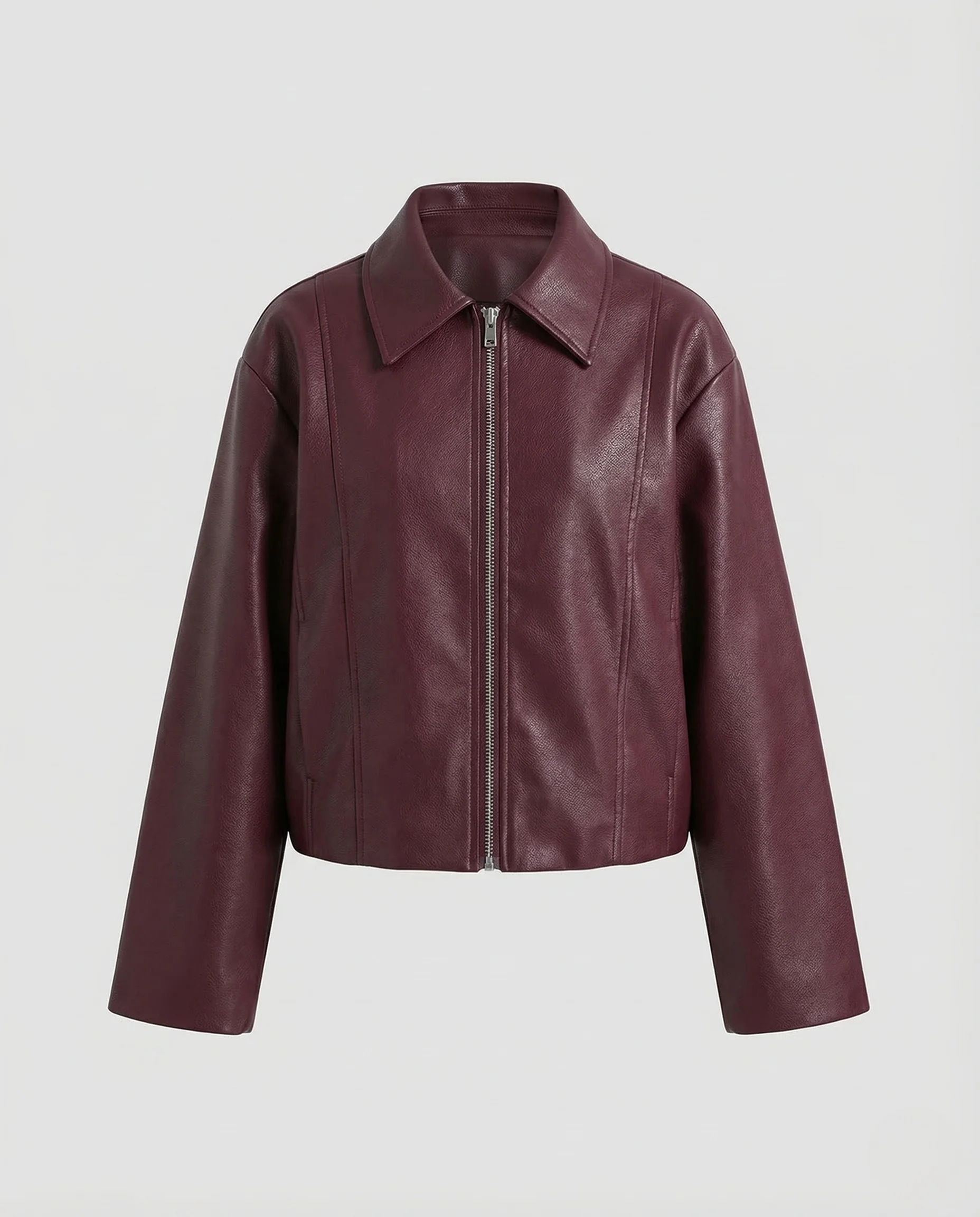 Damen Oversize Kunstlederjacke Reißverschluss - Image 5