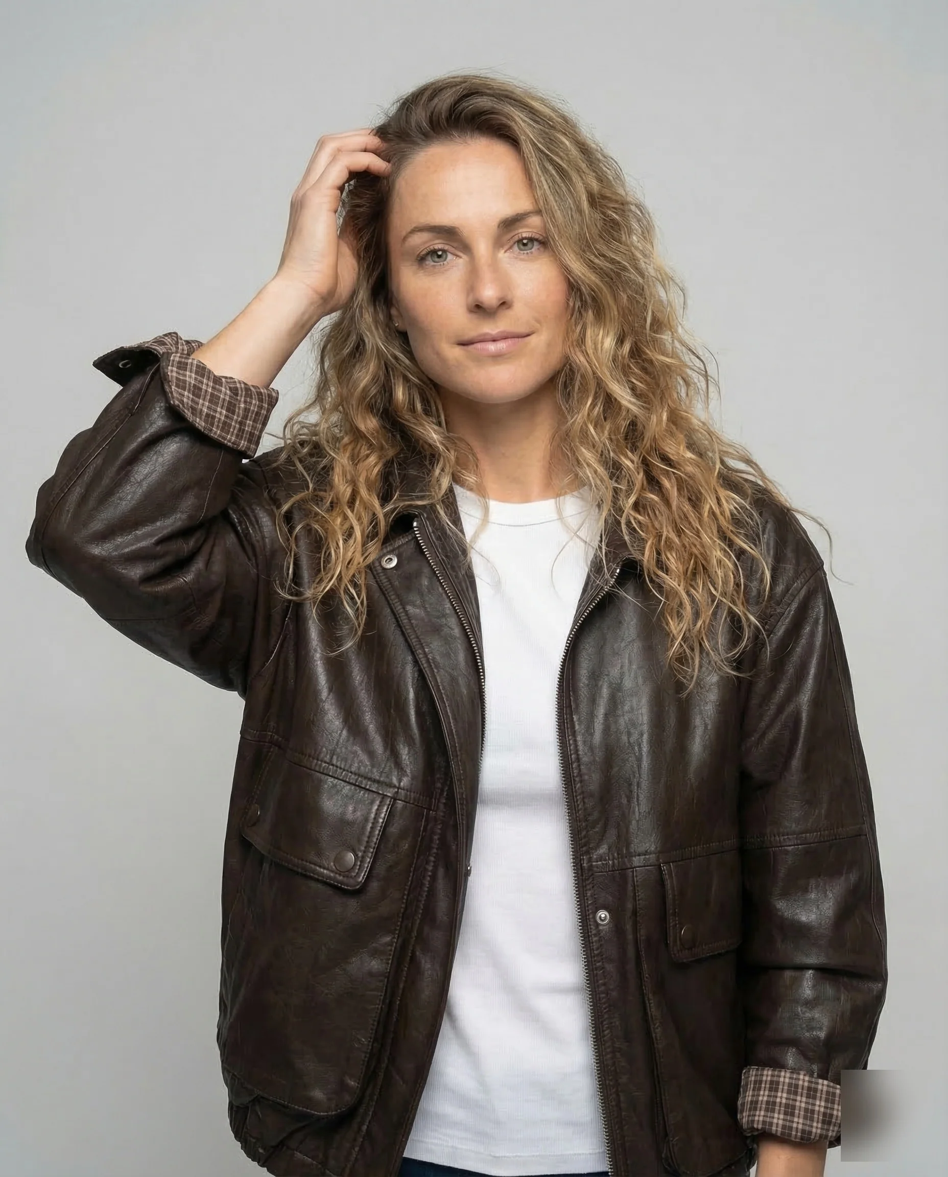 Damen Leder Blouson Oversize - Image 2
