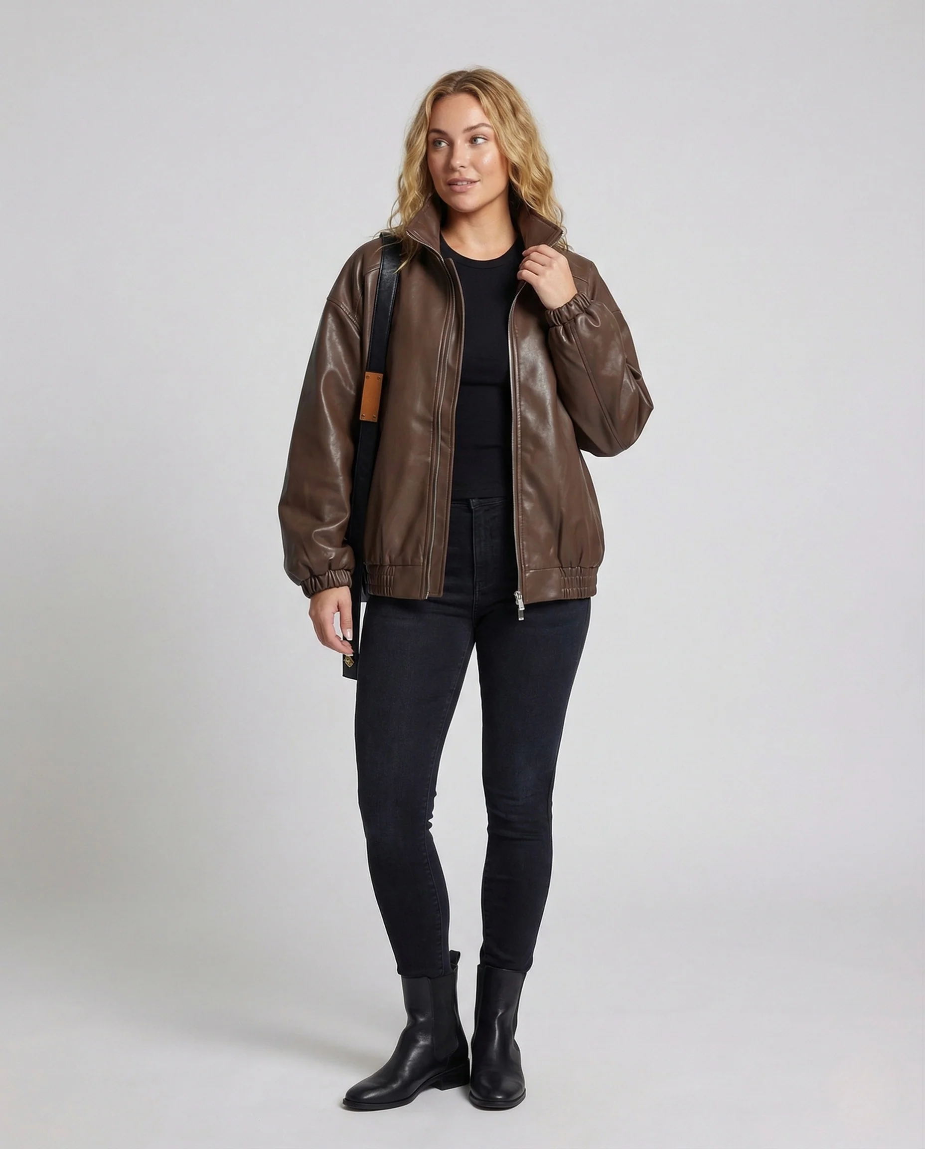 Damen Oversize Blouson Lederoptik - Image 2