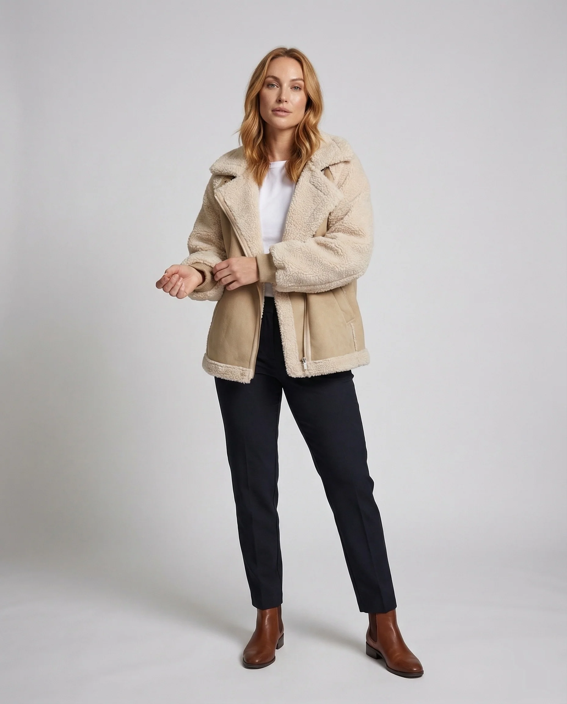 Damen Sherpa Fliegerjacke Oversize