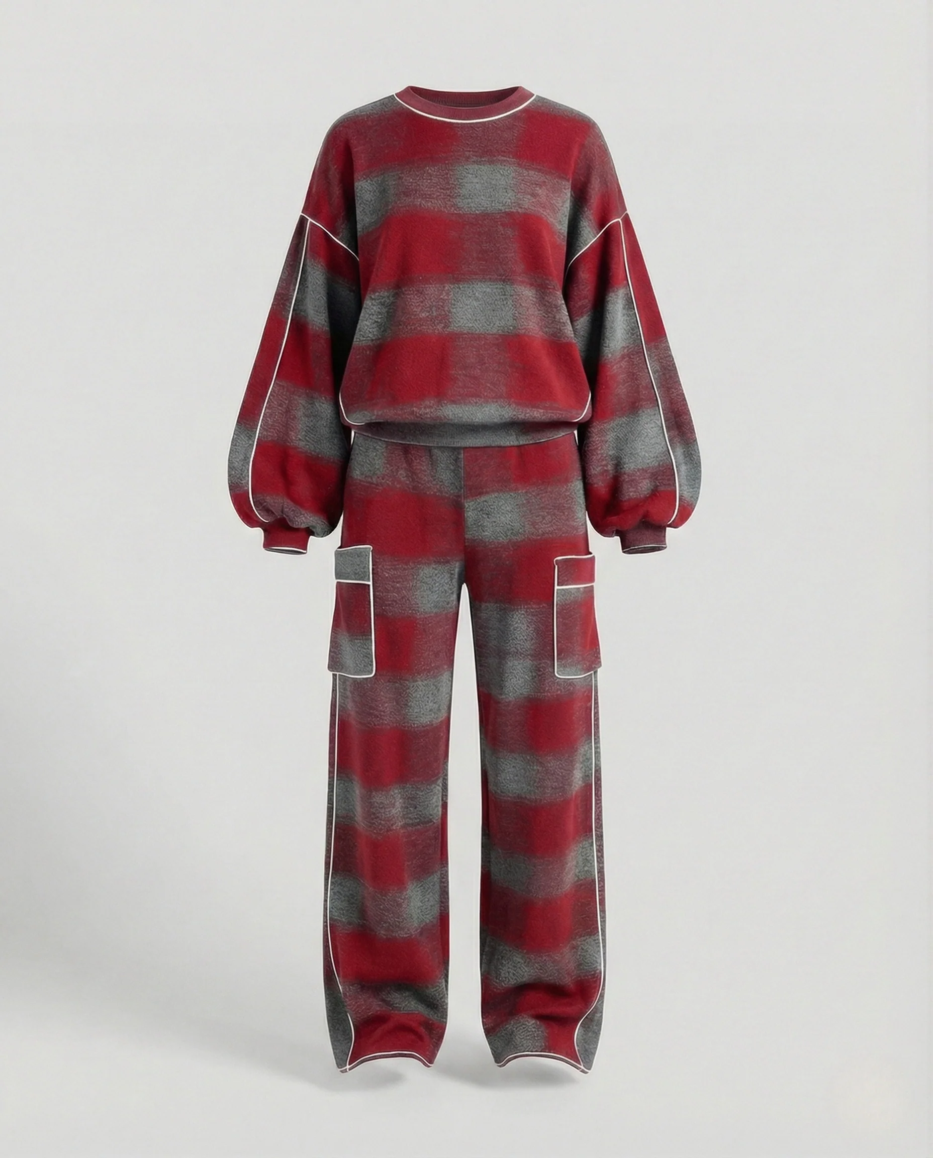 Damen Sweatshirt- und Cargohosen-Set mit Kontrastdetails - Image 4
