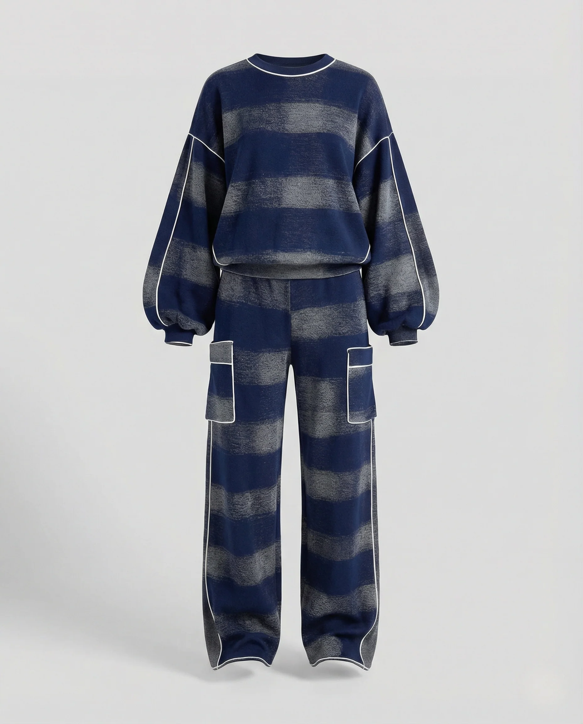 Damen Sweatshirt- und Cargohosen-Set mit Kontrastdetails - Image 5