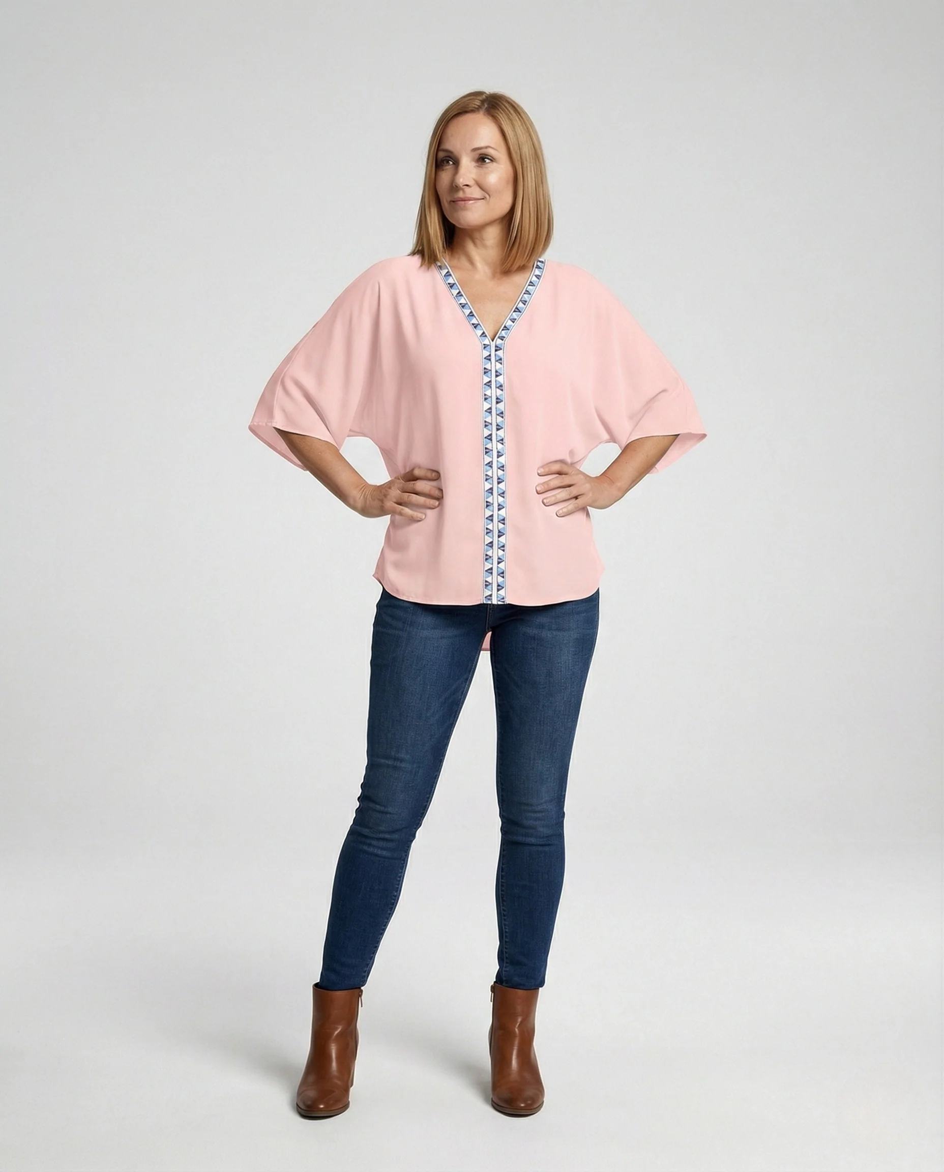 Oversize Tunika Damen Bestickt