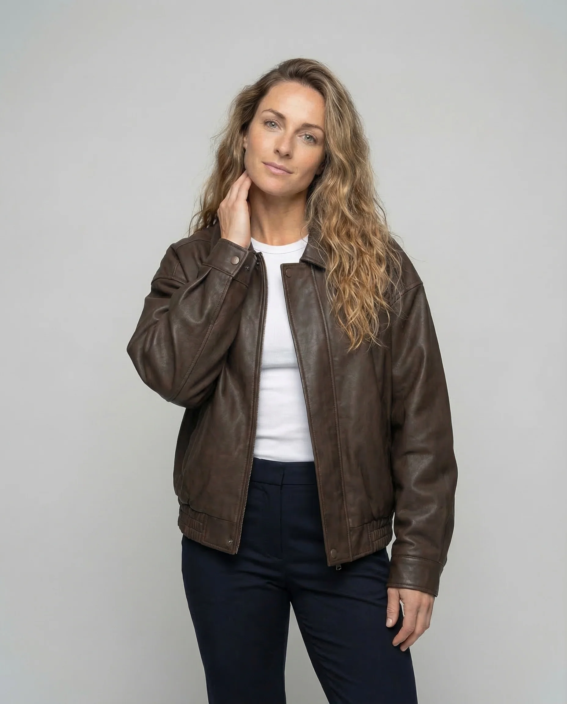 Damen Lederoptik Blouson Oversize - Image 2