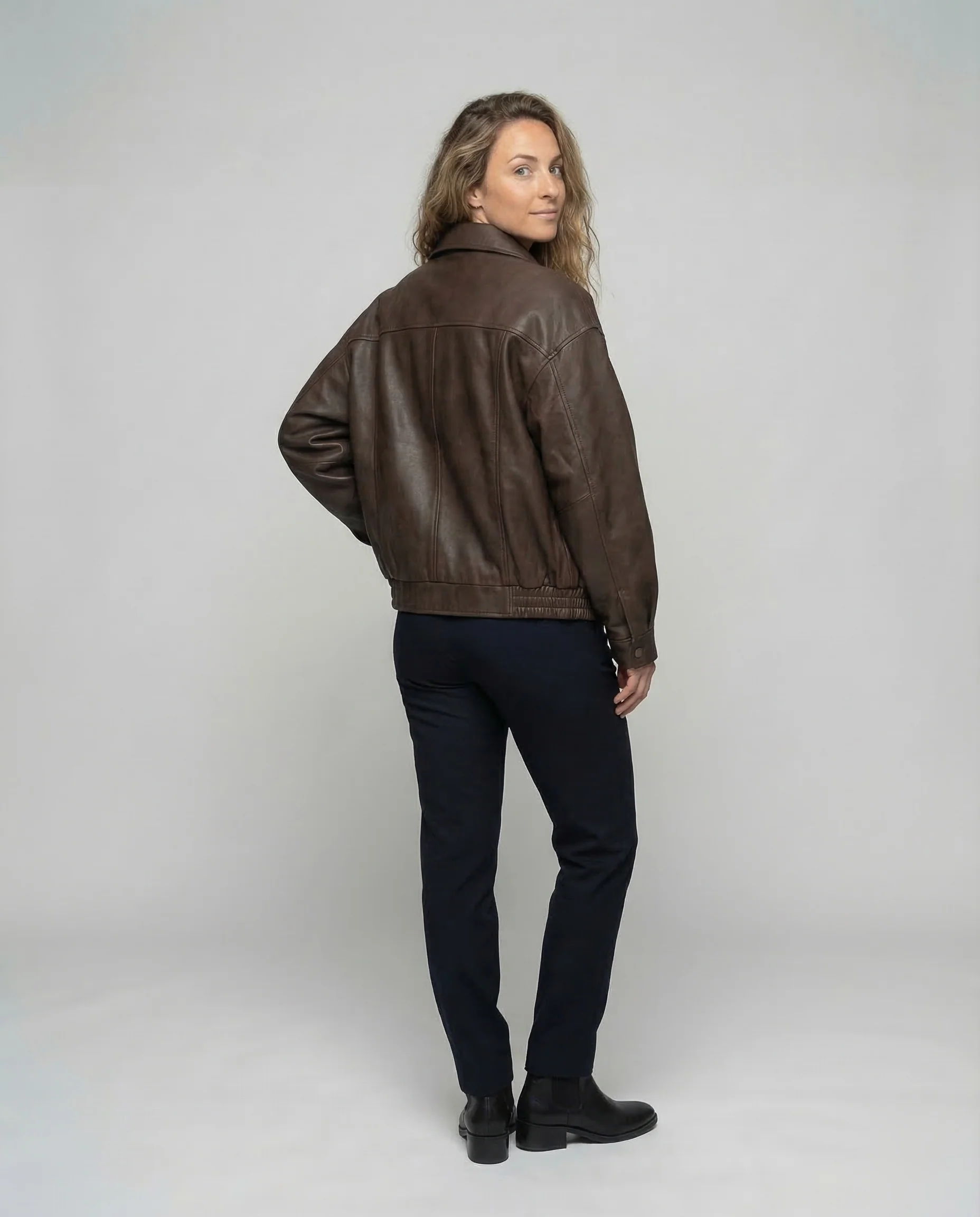 Damen Lederoptik Blouson Oversize - Image 4