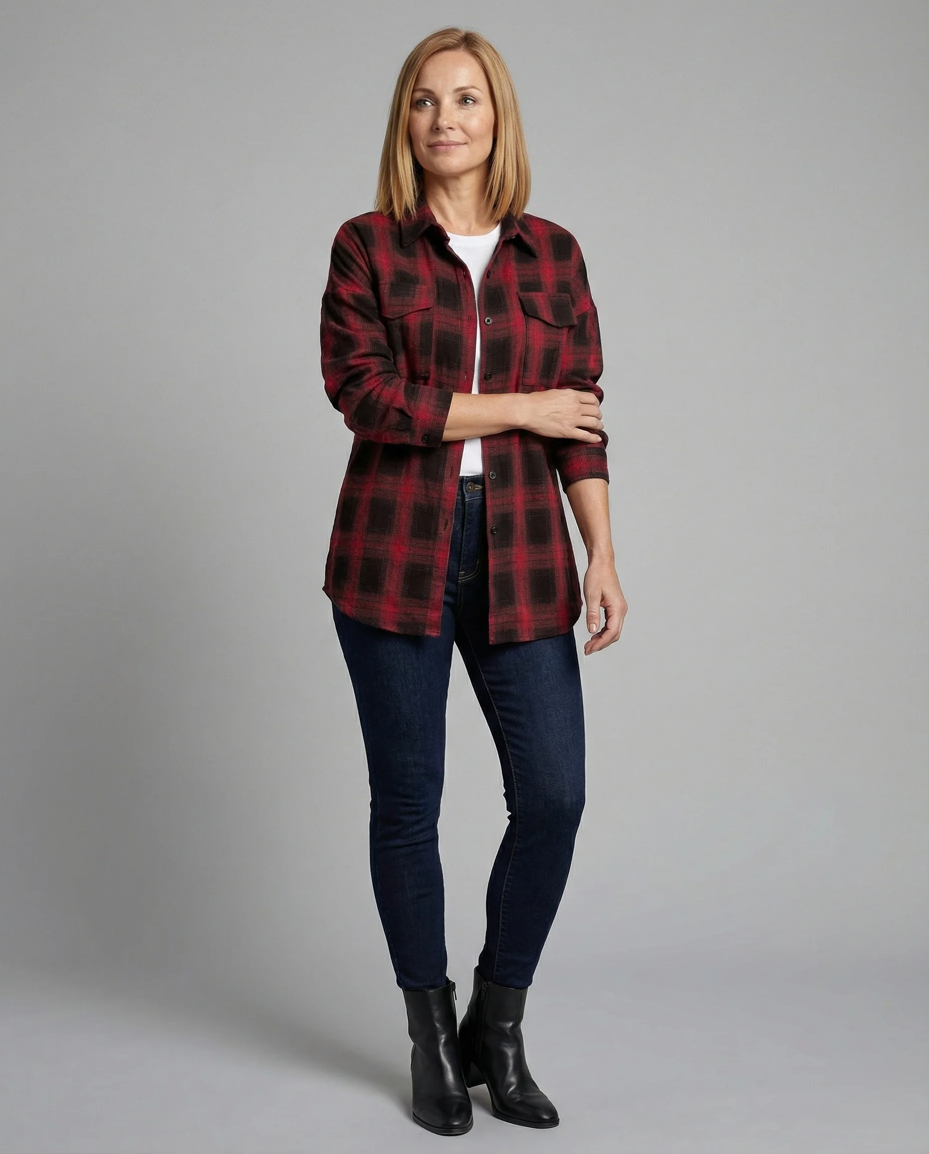 Damen Hemdjacke Flanell Karo - Image 7