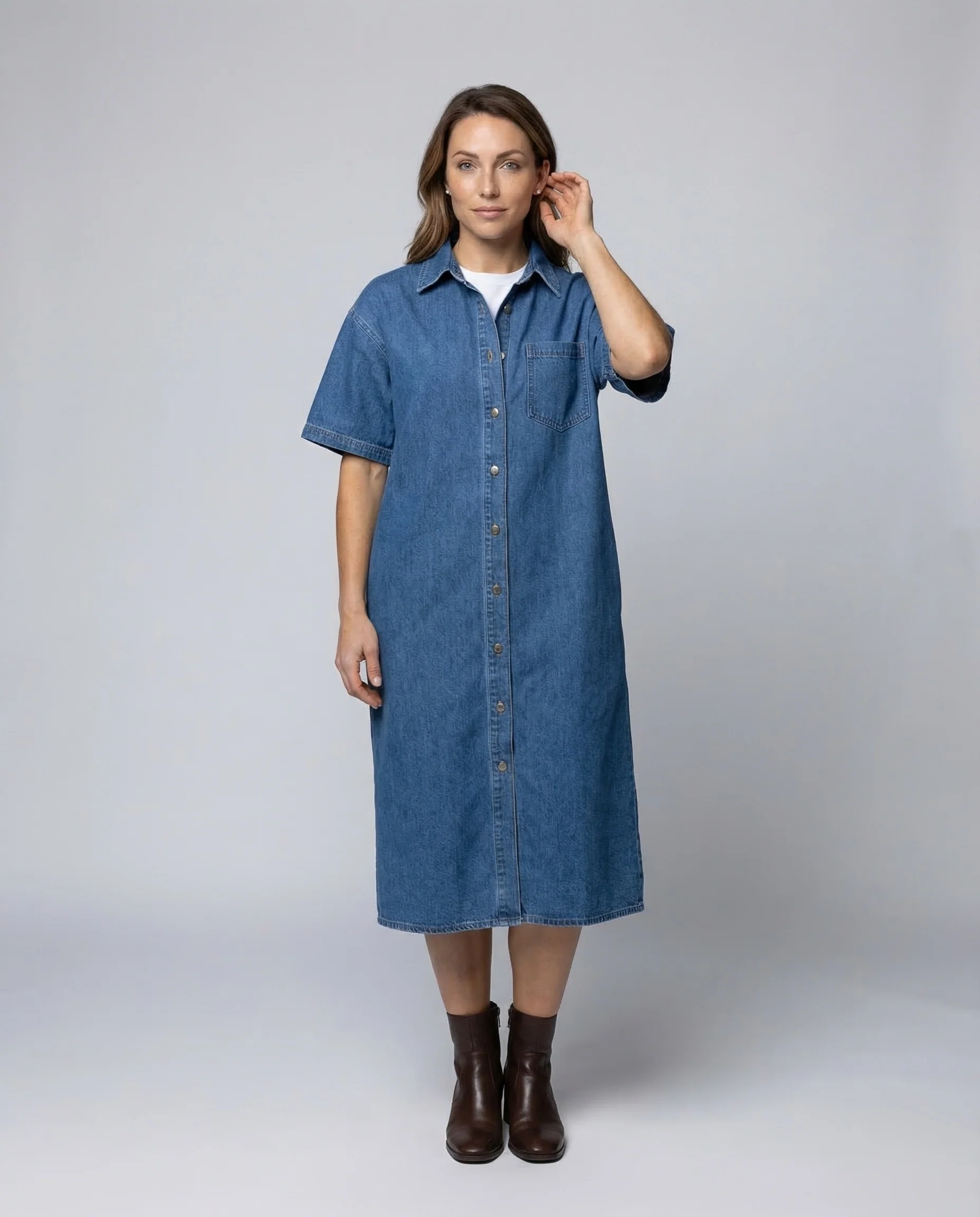 Damen Jeans Hemdkleid Oversize