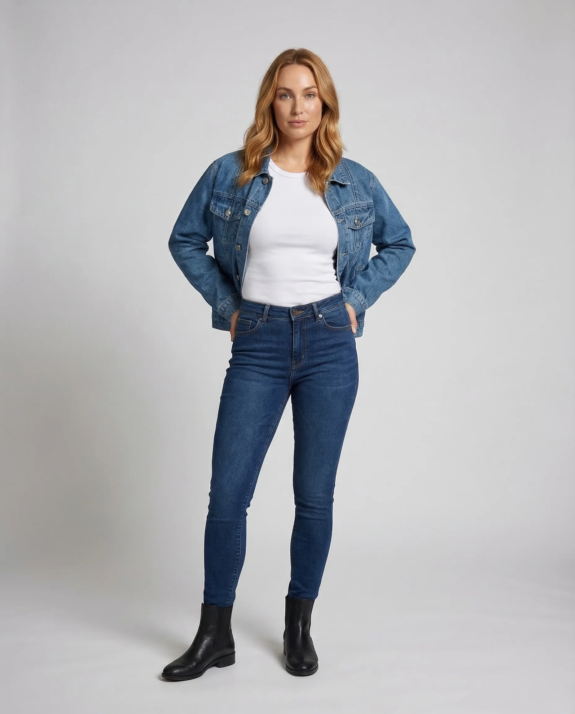 Damen Oversize Jeansjacke Stickerei