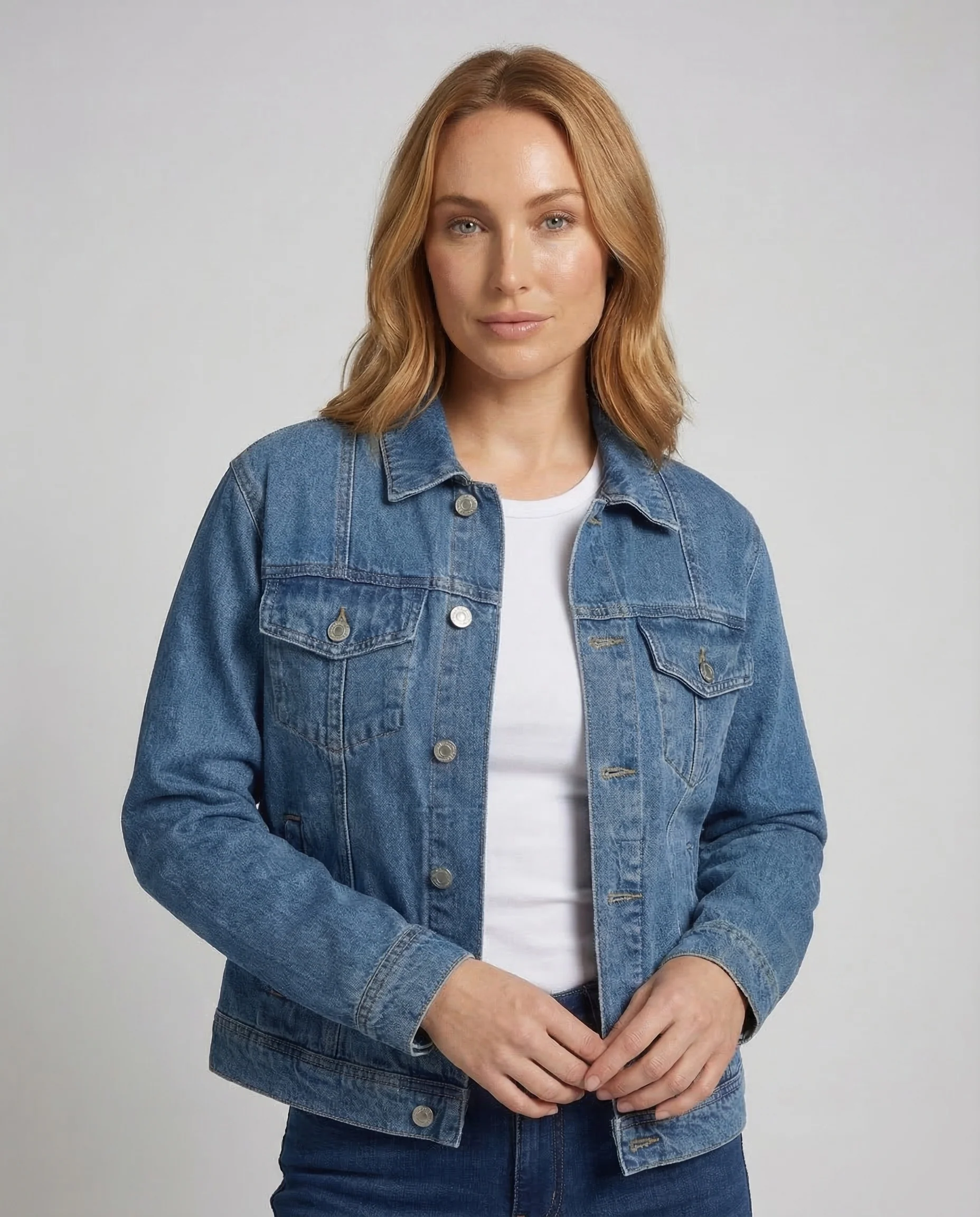 Damen Oversize Jeansjacke Stickerei - Image 2