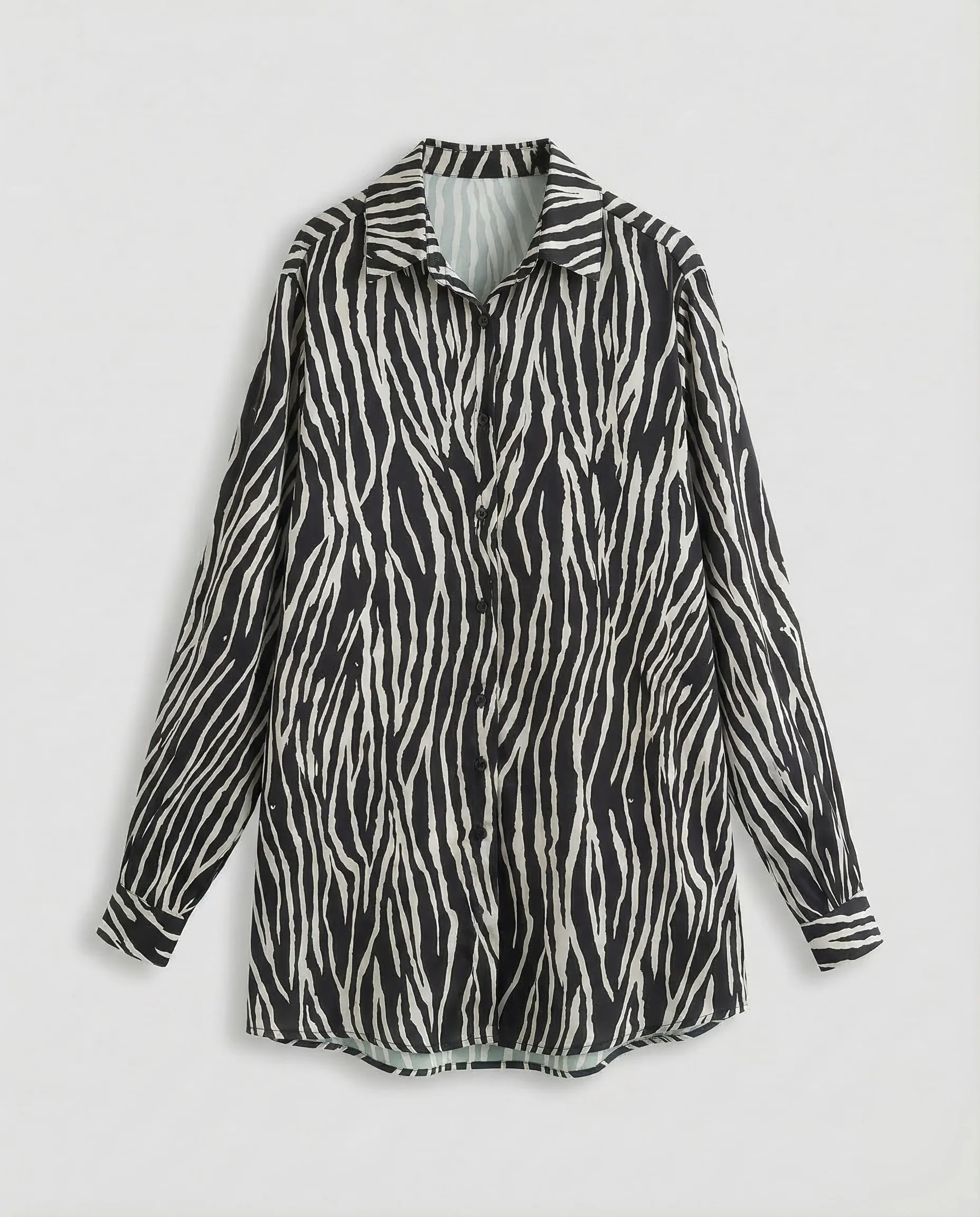 Damen Satin Hemdblusenkleid Zebra - Image 11