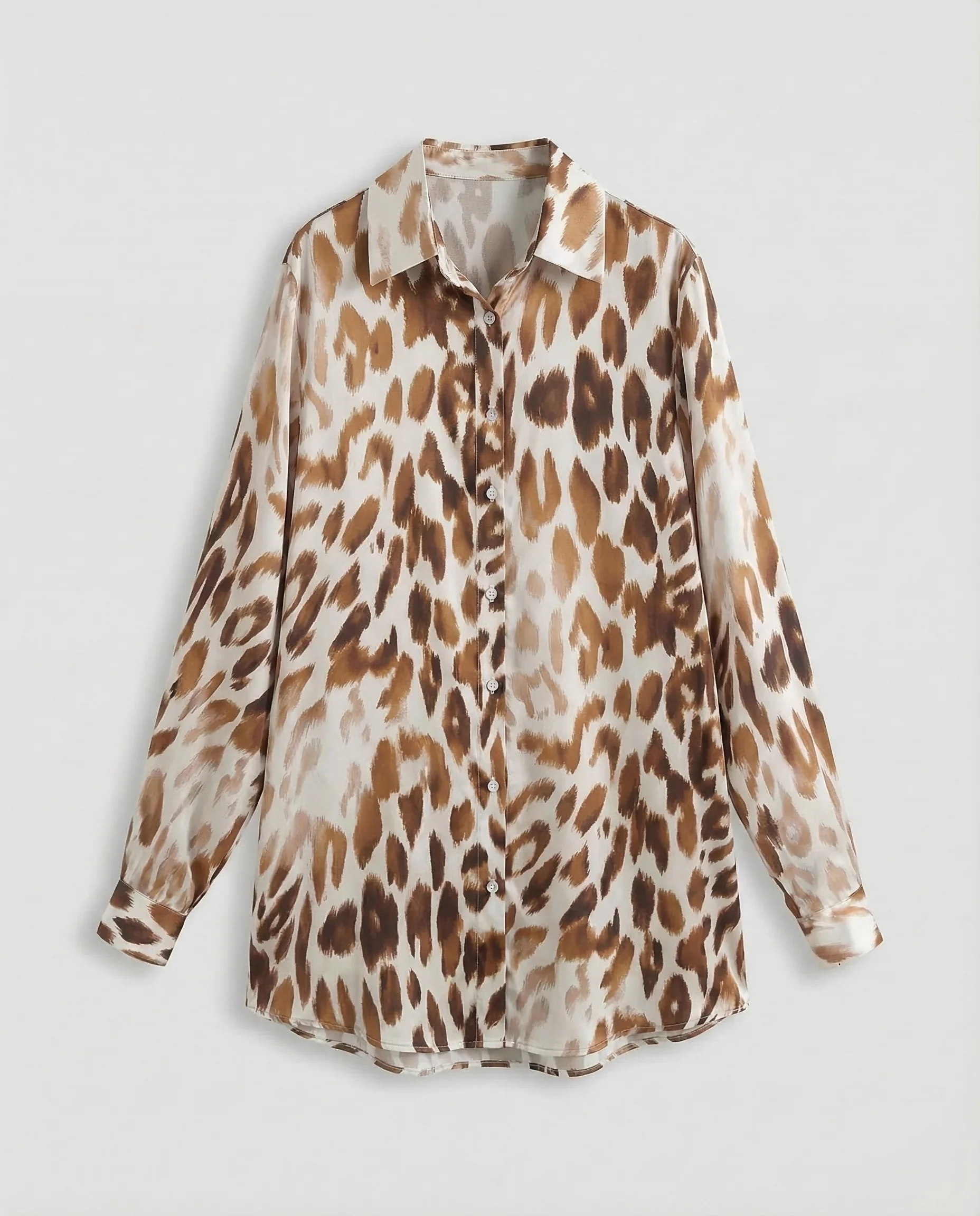 Damen Satin Hemdblusenkleid Zebra - Image 15