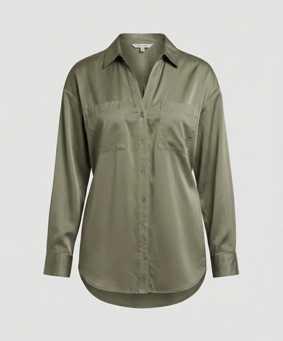 Damen Bluse Seidenoptik Oversize - Image 7