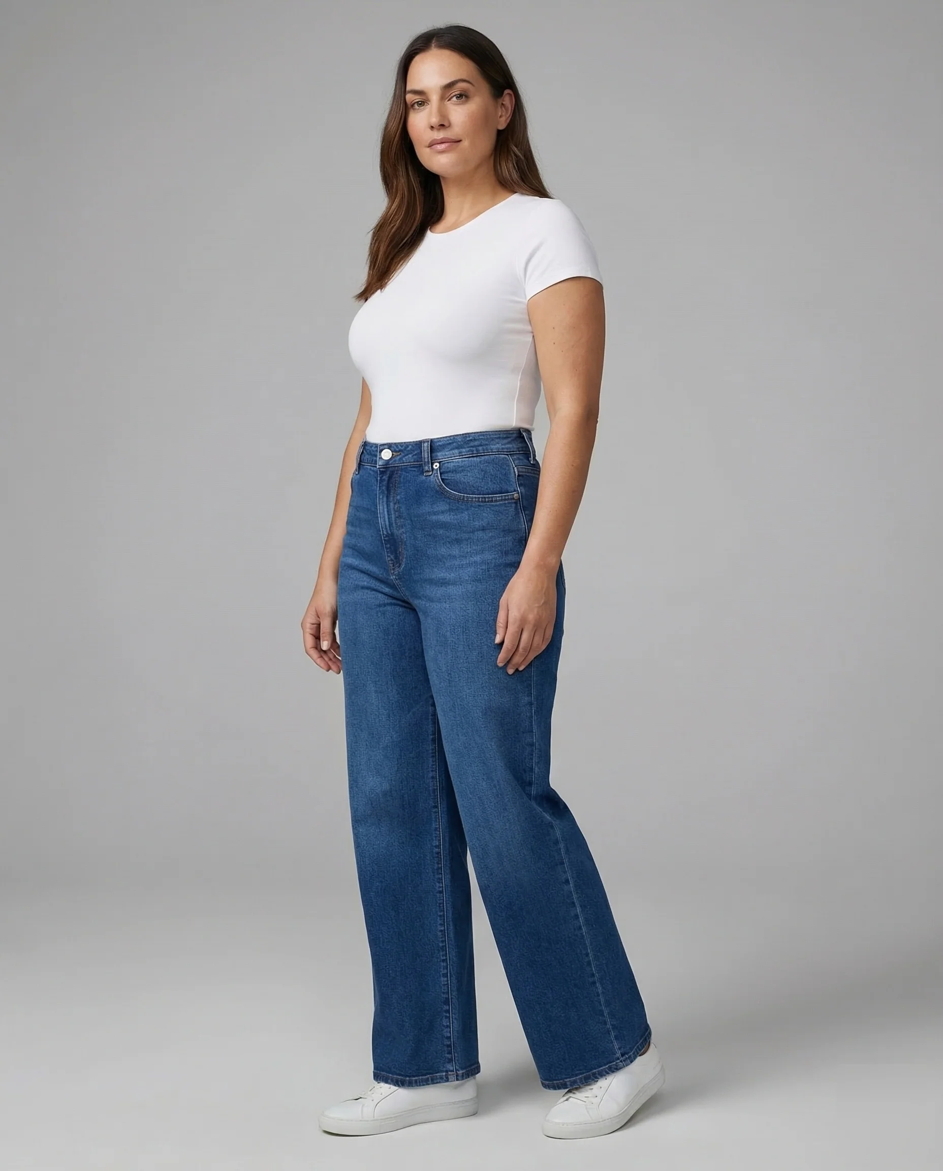 Damen Palazzo Jeans High Waist