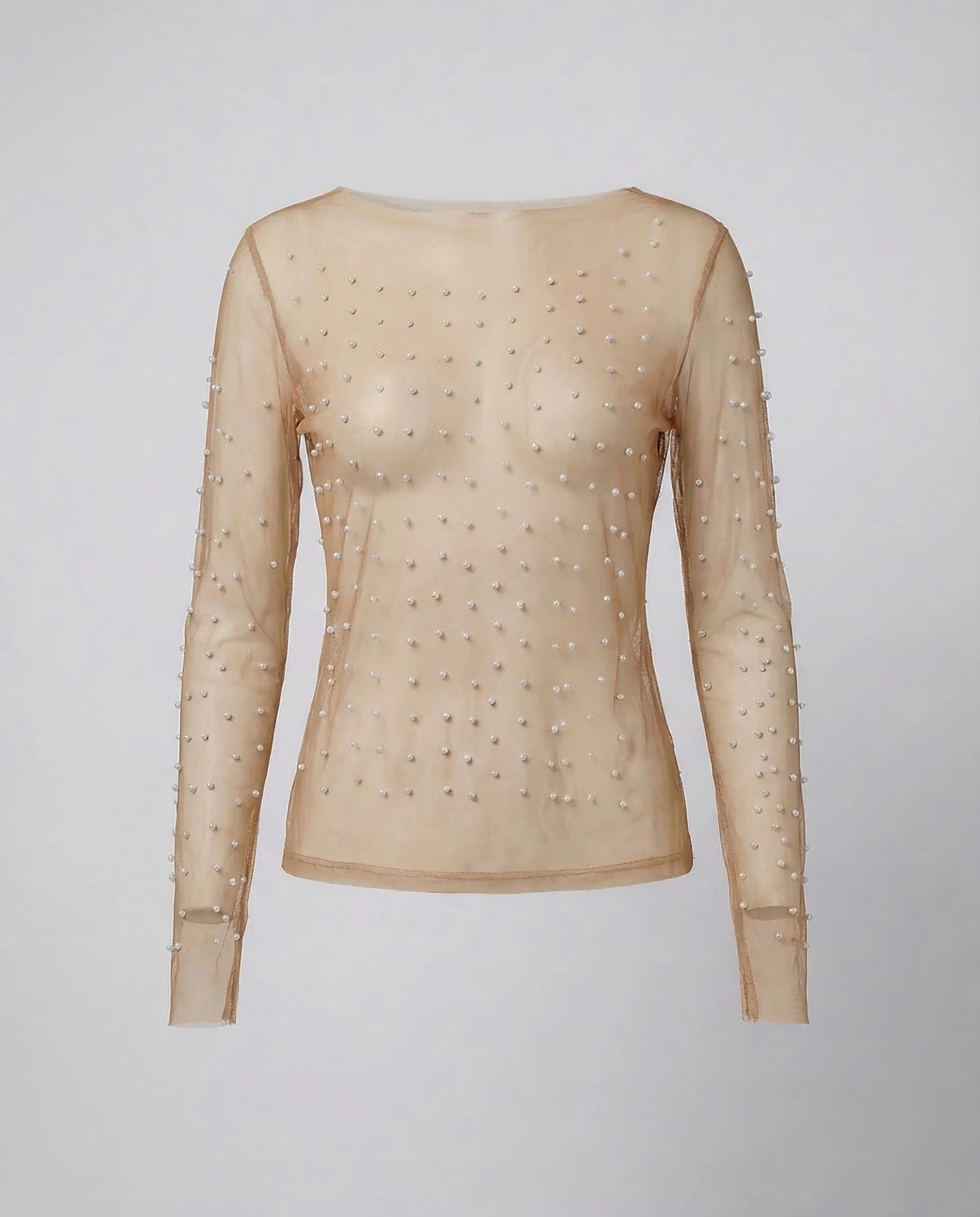 Damen Mesh Top Perlen - Image 6