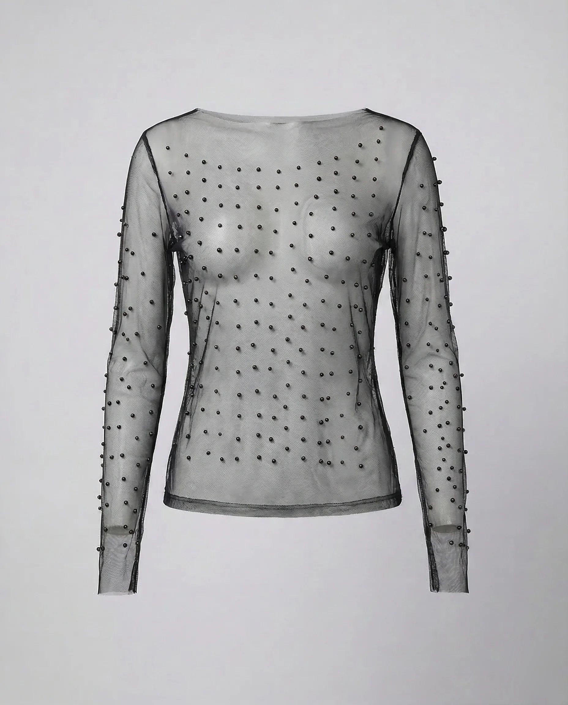 Damen Mesh Top Perlen - Image 7