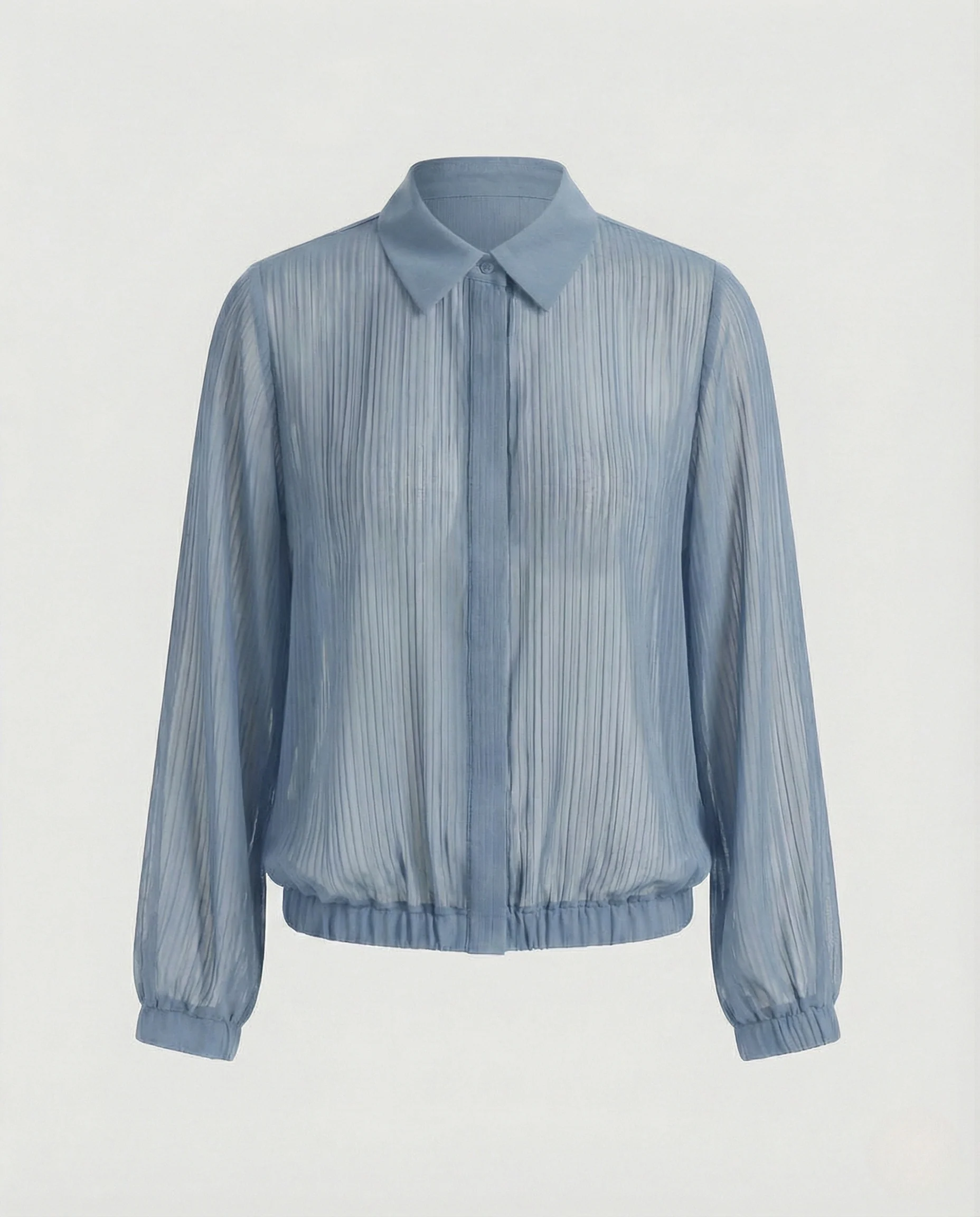 Damen Plissierte Chiffonbluse mit V-Ausschnitt - Image 8