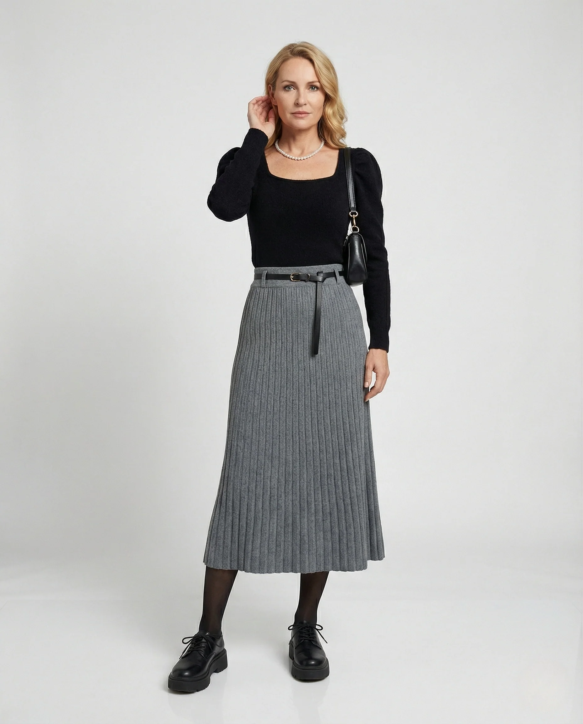Midirock Damen Plissee Strick - Image 2