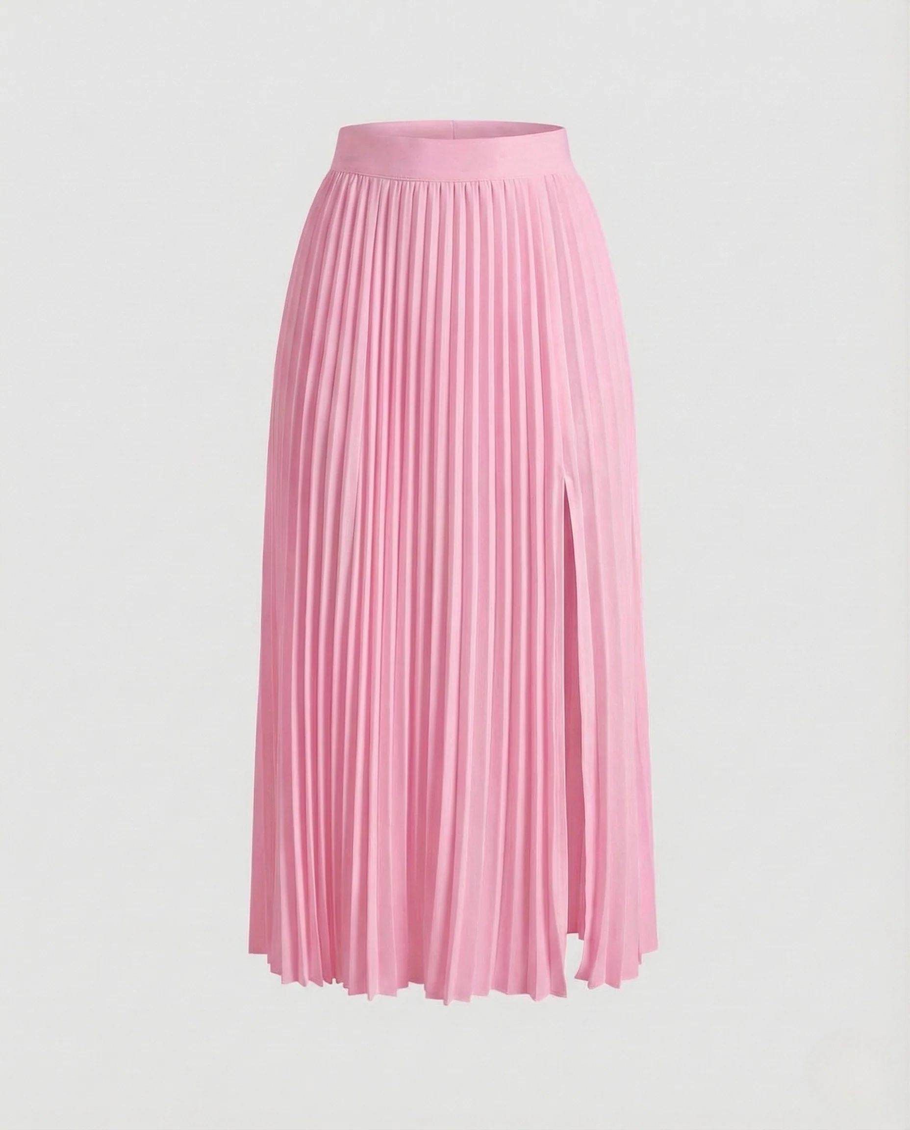 Damen Midirock Plissee Seitenschlitz Elastischer Bund - Image 6