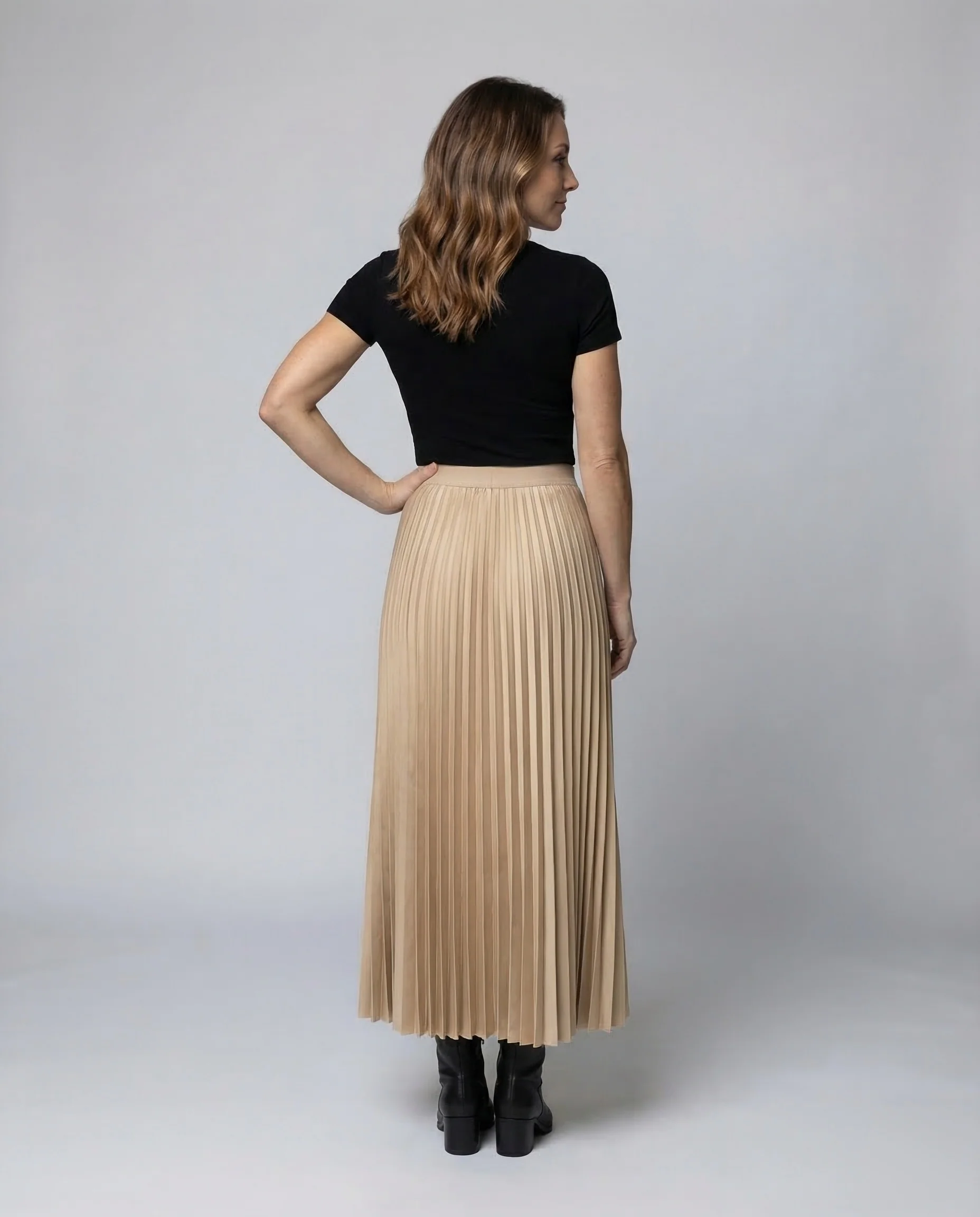 Damen Midirock Plissee High Waist - Image 3