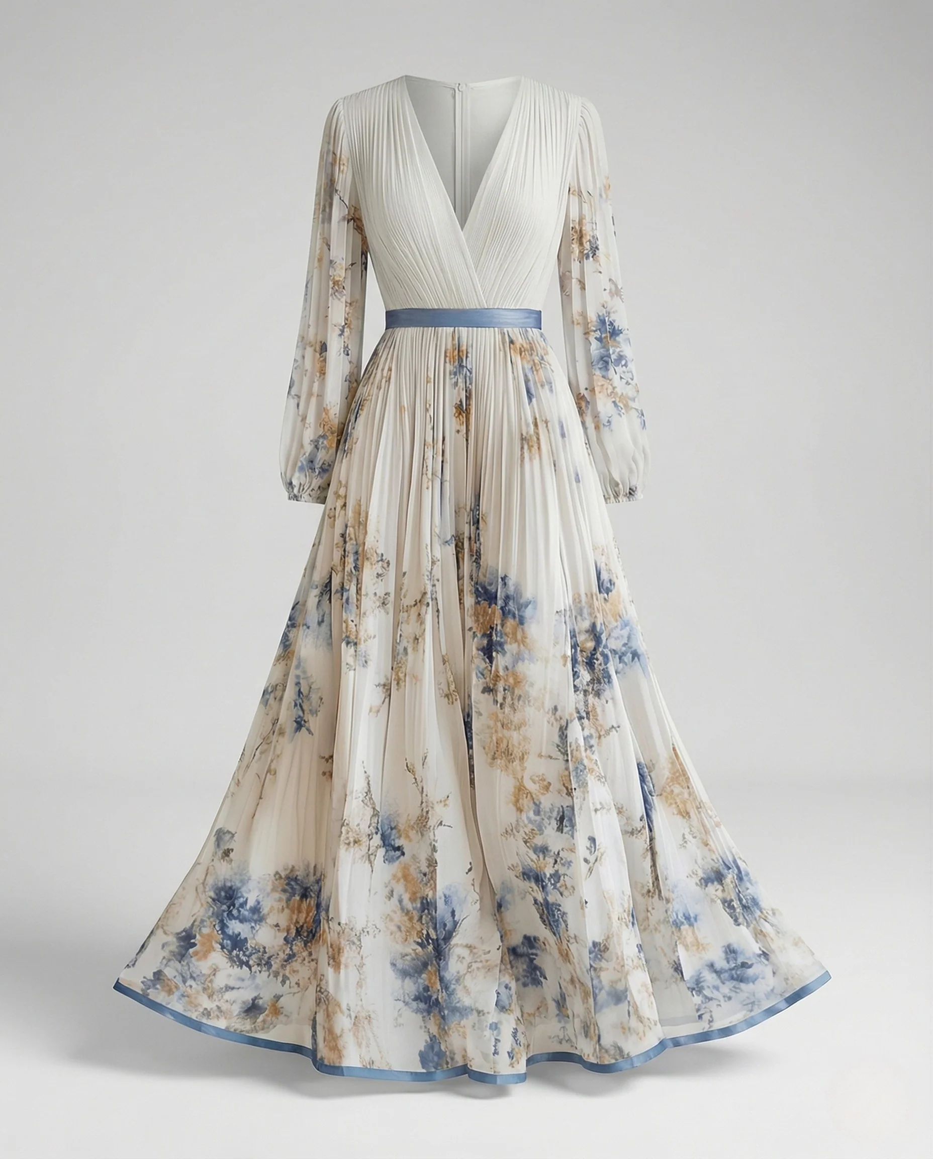 Maxikleid Sommer Damen Chiffon Plissee - Image 5