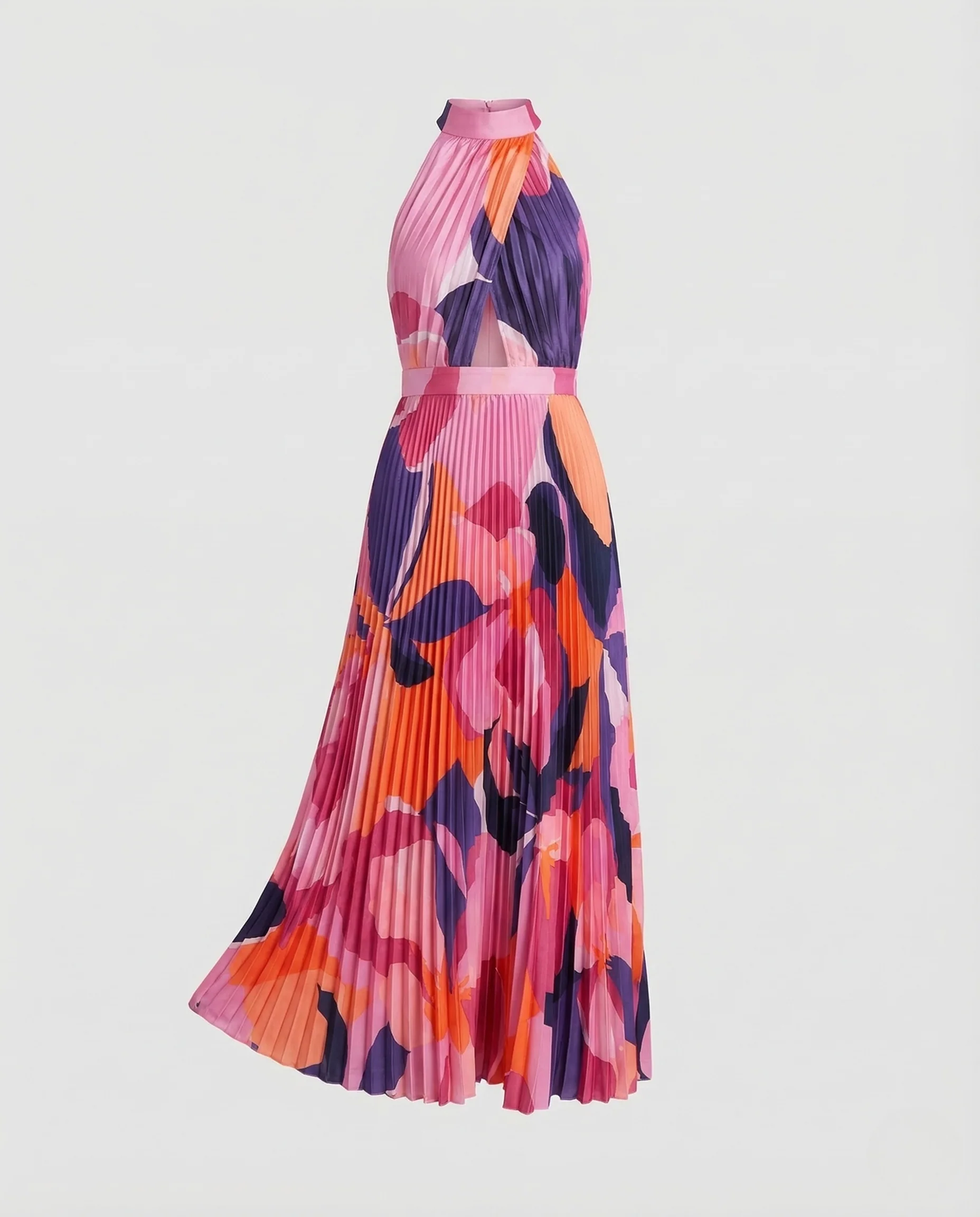 Damen Plissee Maxikleid Hochgeschlossen - Image 5