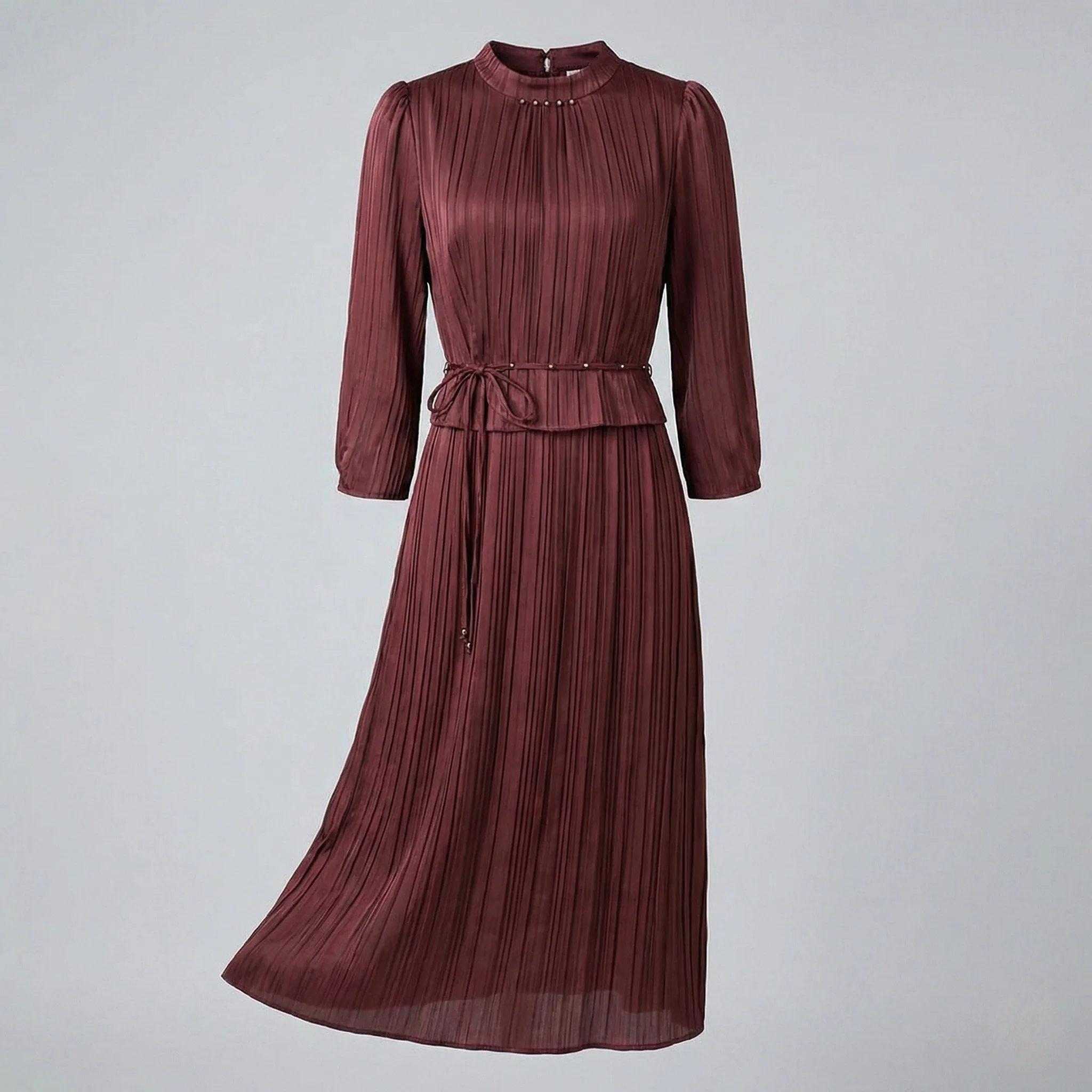 Maxikleid Damen Satin Plissee - Image 4