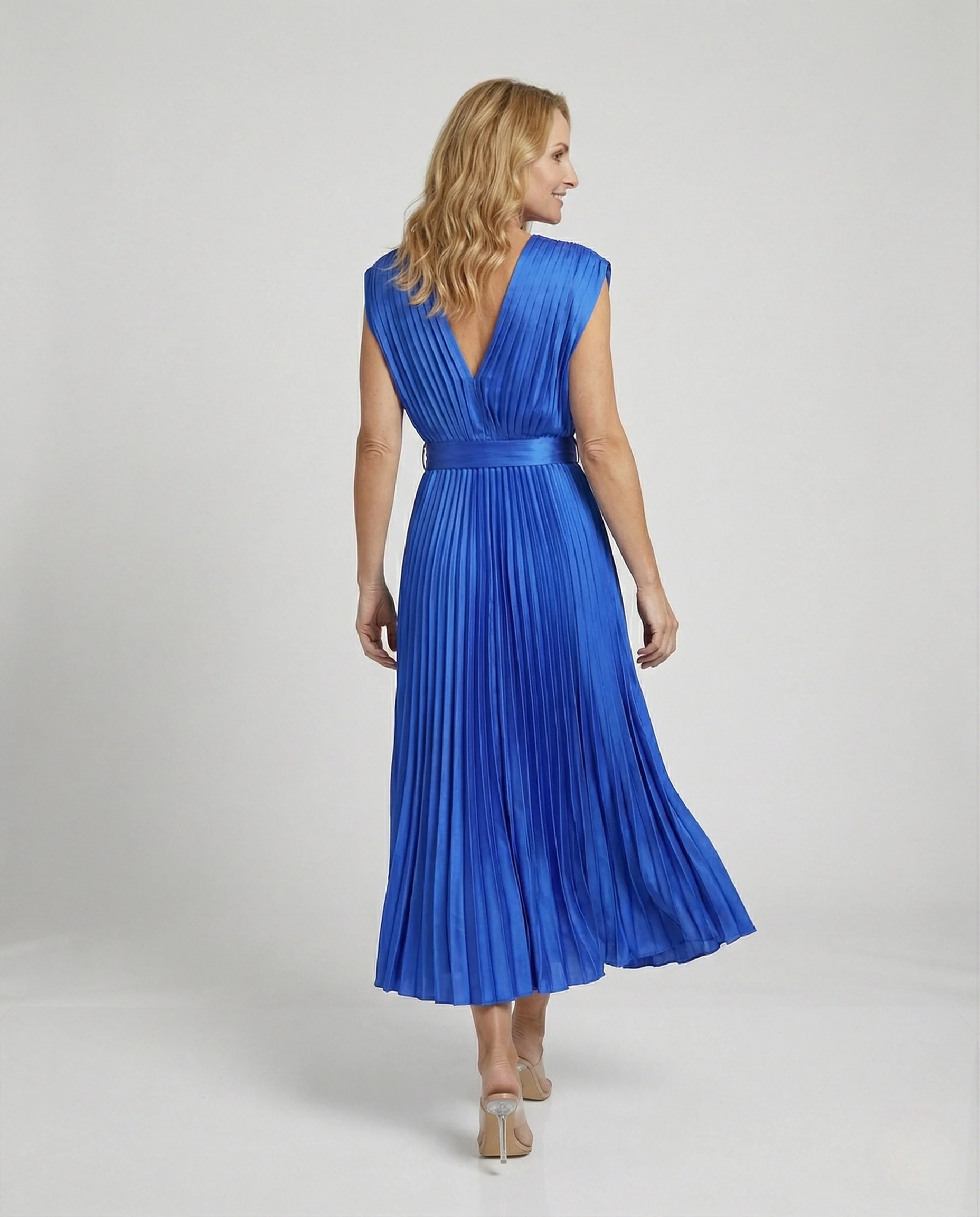 Damen Plissiertes Maxikleid mit Empire-Bund - Image 4