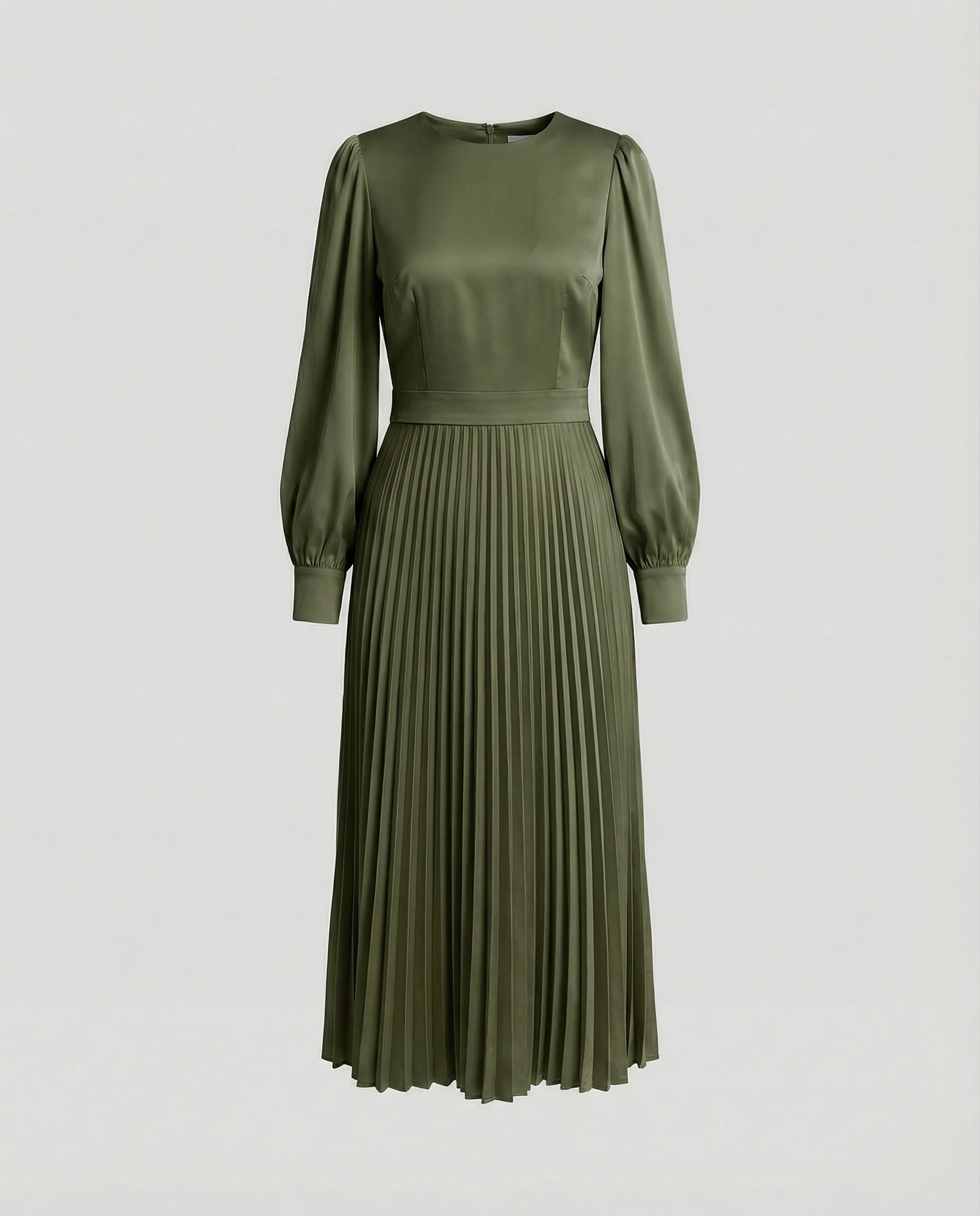 Damen Midikleid Plissee Satinoptik - Image 3