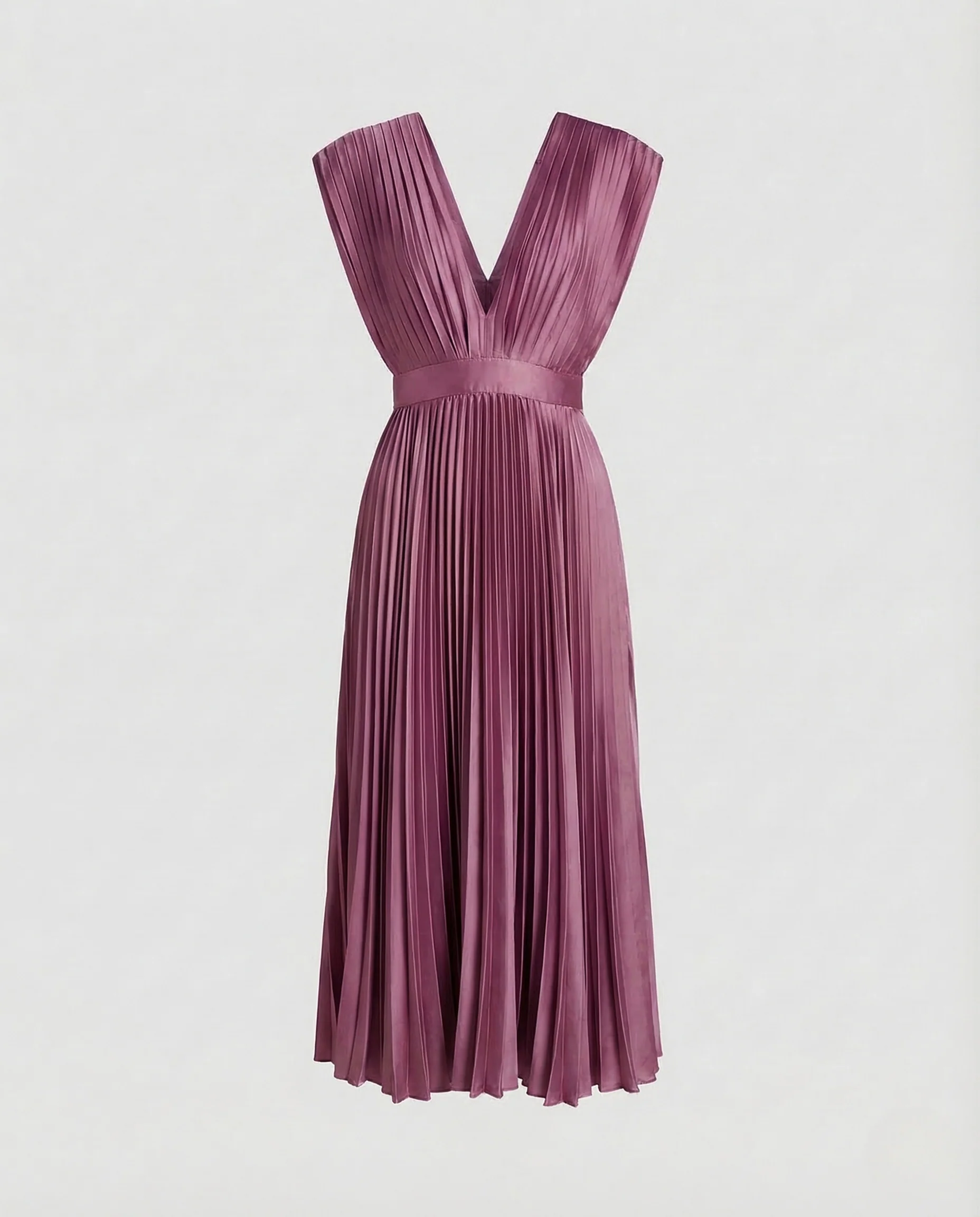Damen Midikleid Plissee V Ausschnitt - Image 11