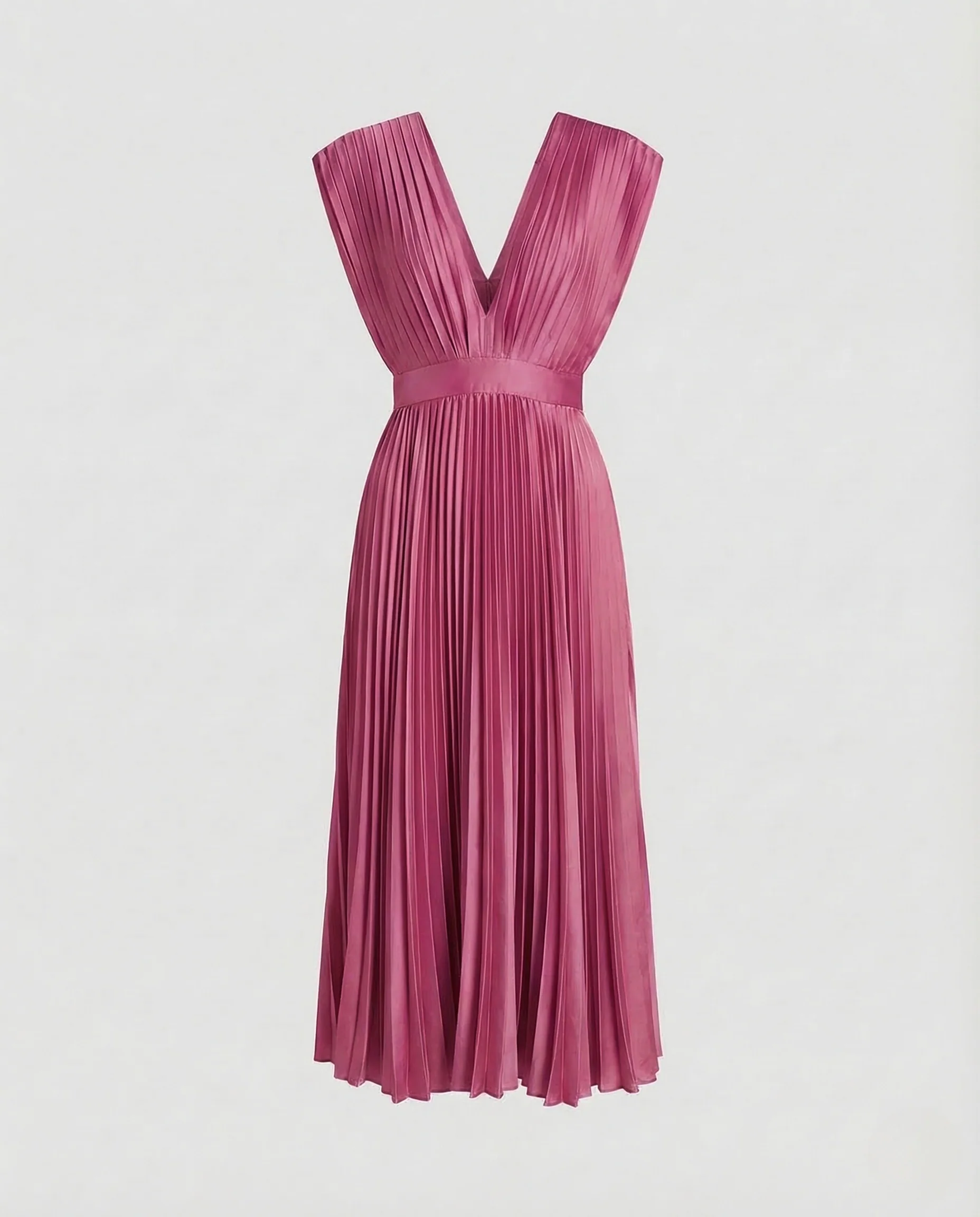 Damen Midikleid Plissee V Ausschnitt - Image 13