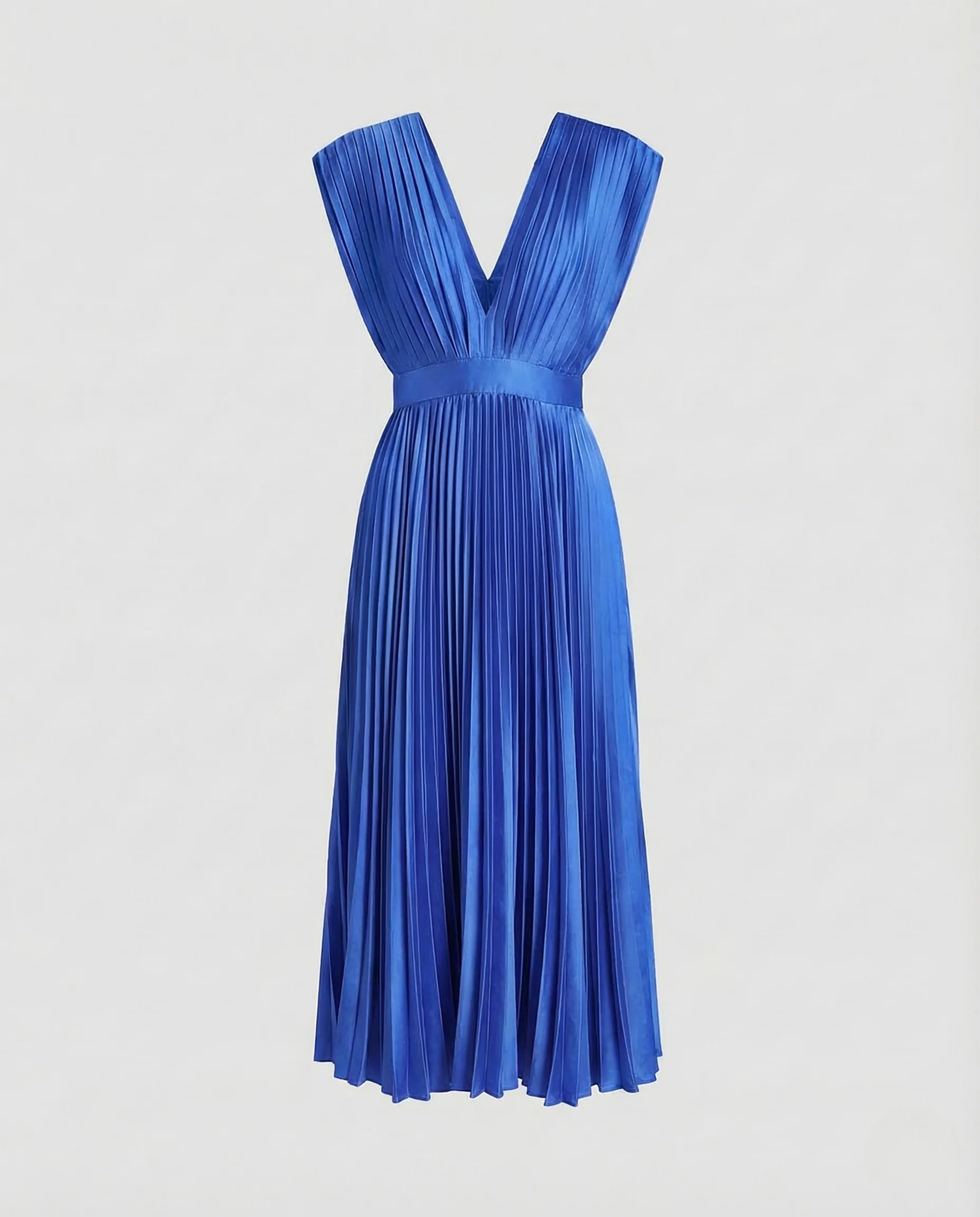 Damen Midikleid Plissee V Ausschnitt - Image 7