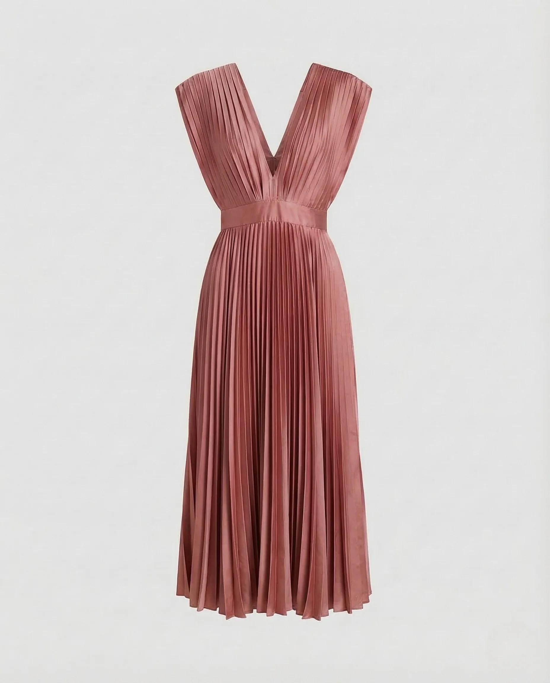 Damen Midikleid Plissee V Ausschnitt - Image 9