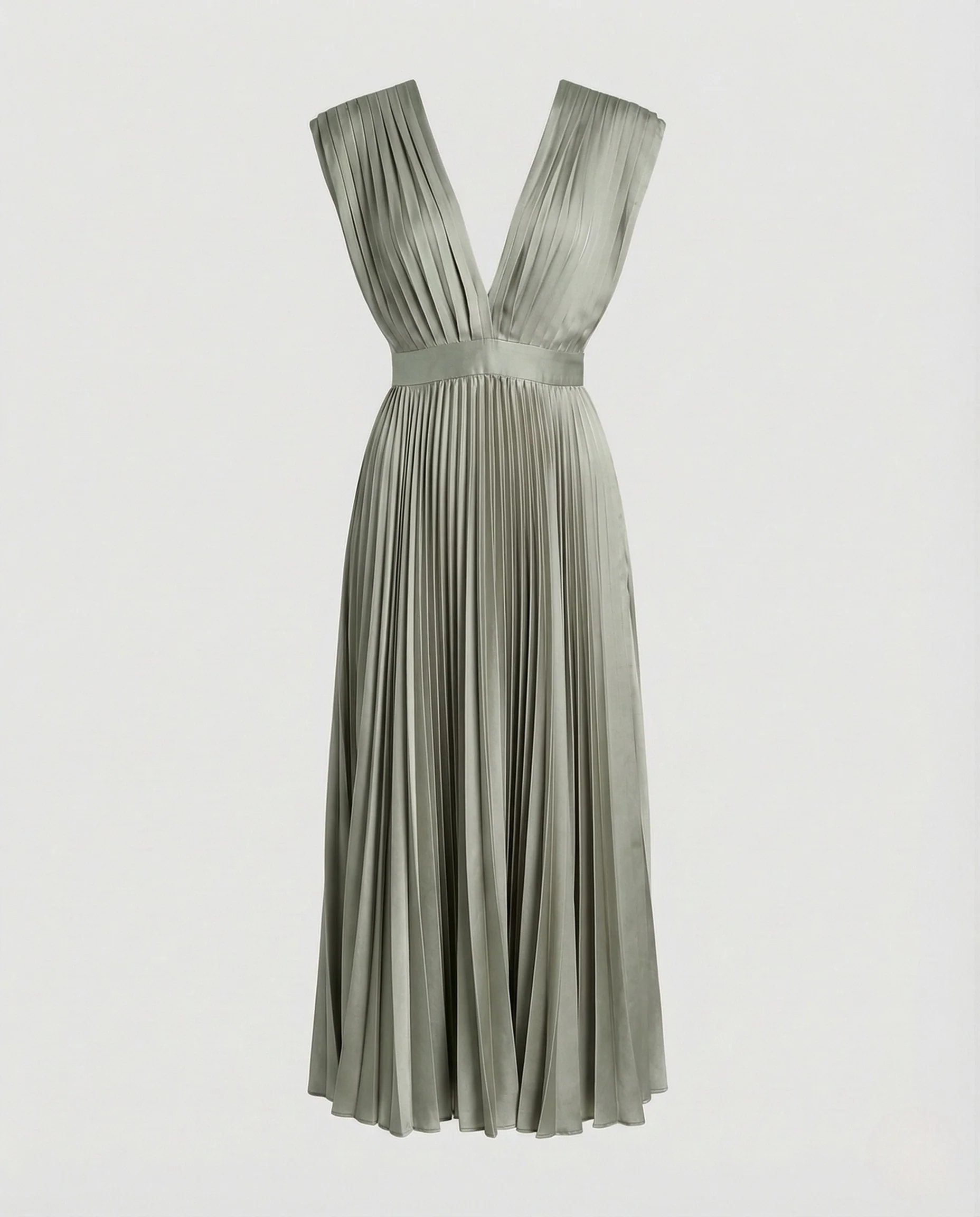 Damen Plissee Midikleid mit V-Ausschnitt - Image 10