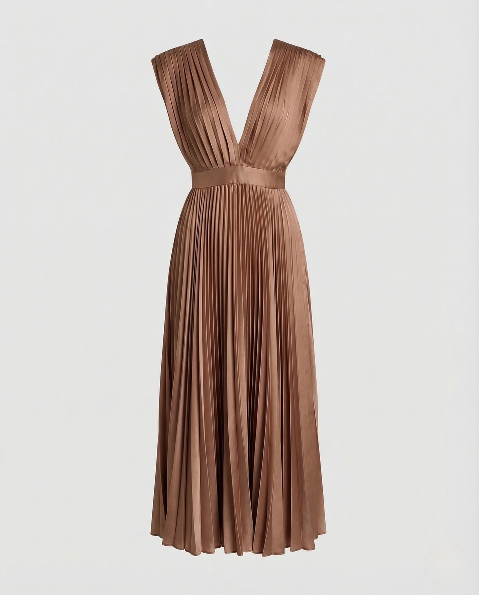 Damen Plissee Midikleid mit V-Ausschnitt - Image 12