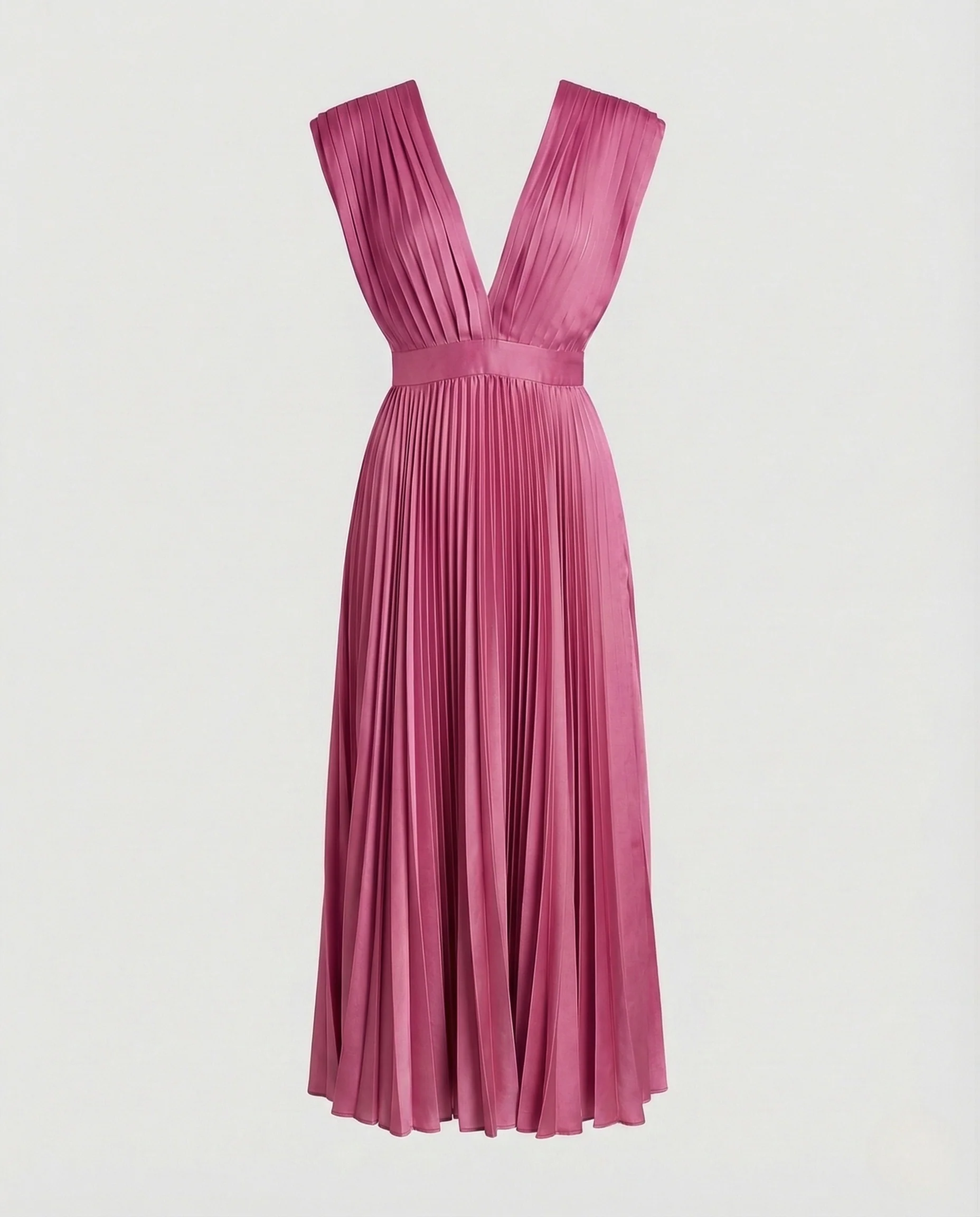 Damen Plissee Midikleid mit V-Ausschnitt - Image 13