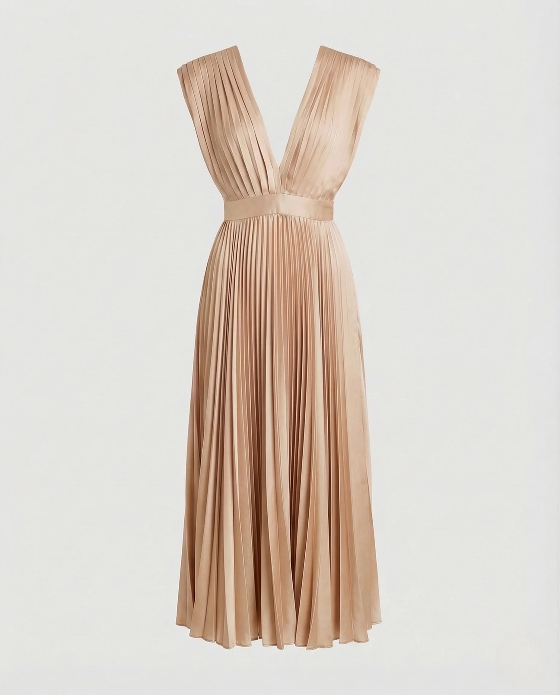 Damen Plissee Midikleid mit V-Ausschnitt - Image 14