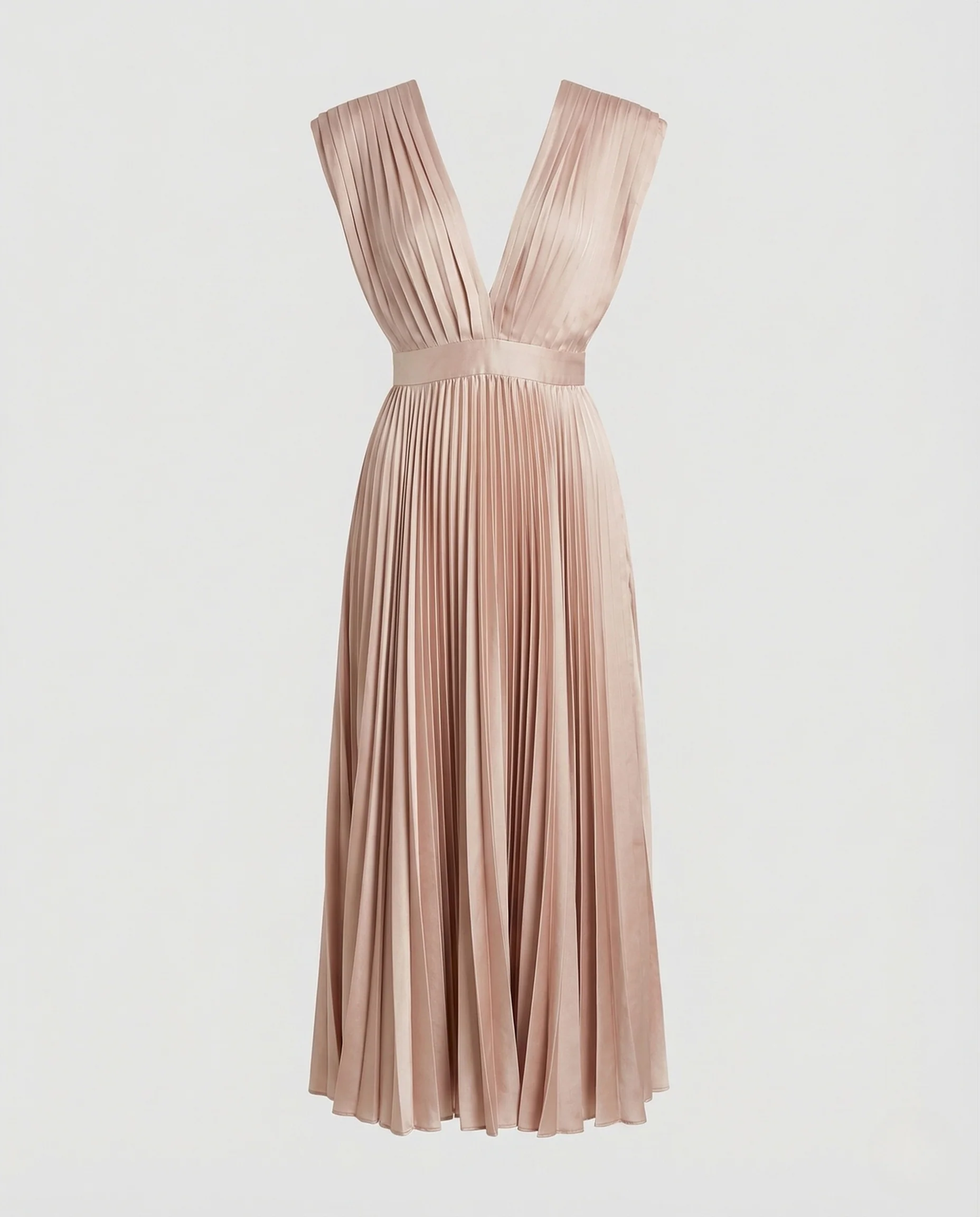 Damen Plissee Midikleid mit V-Ausschnitt - Image 5