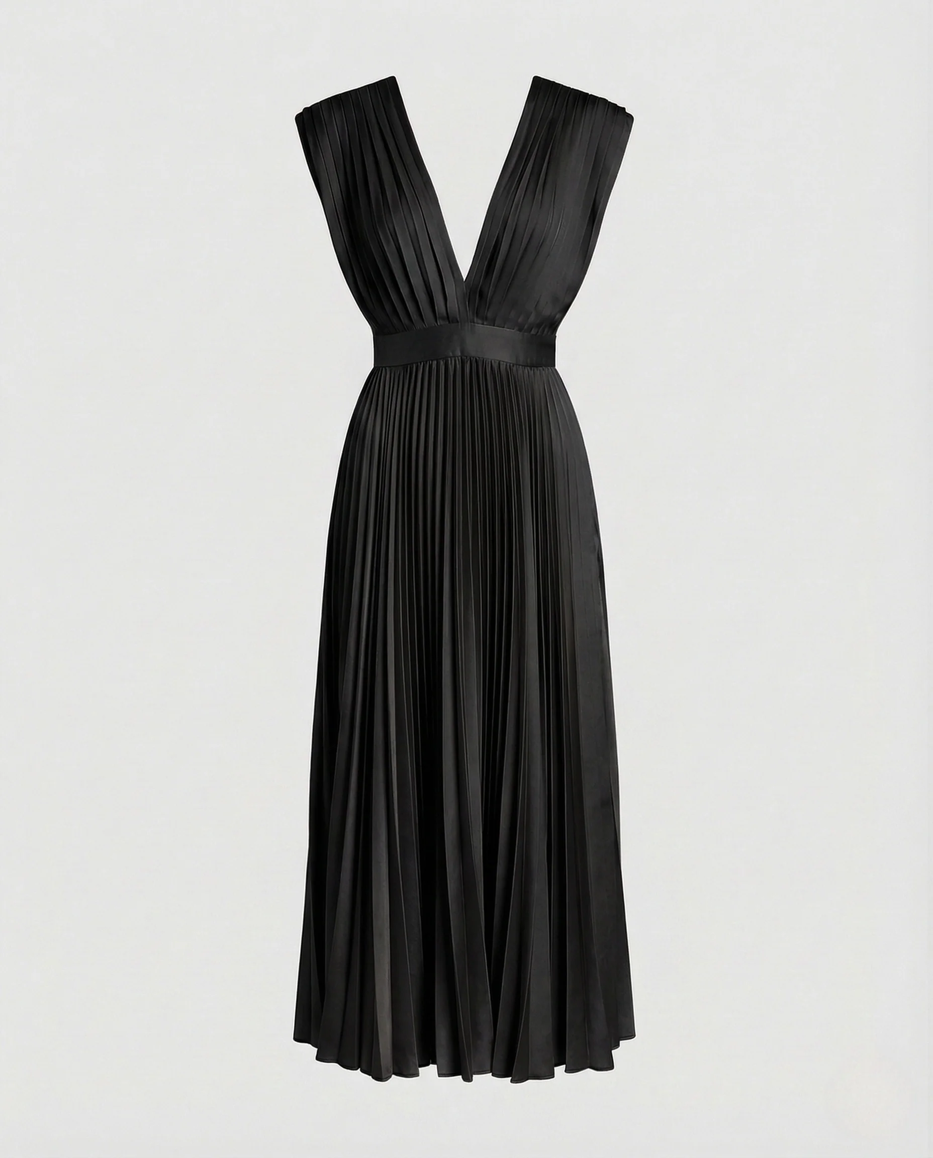 Damen Plissee Midikleid mit V-Ausschnitt - Image 6