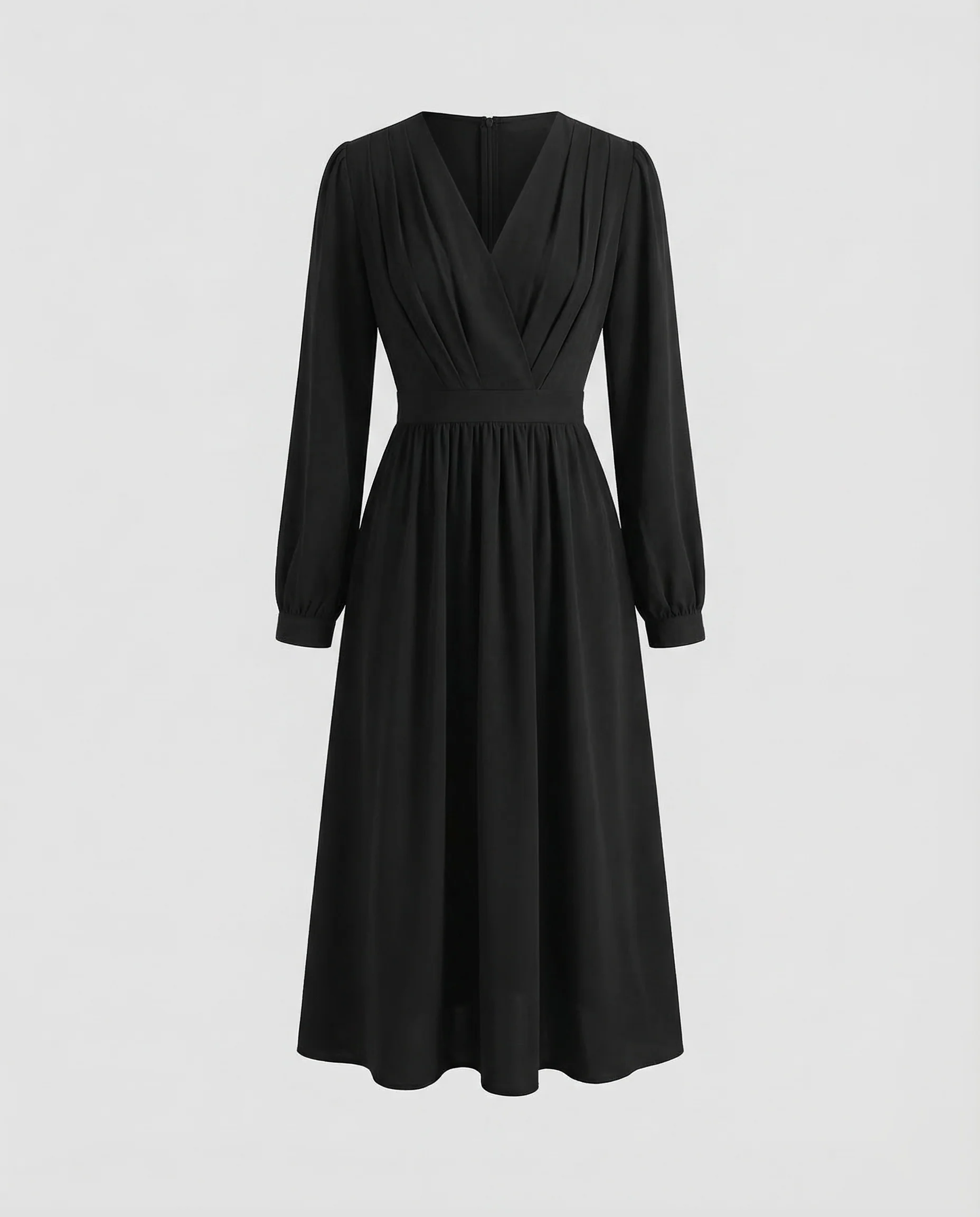 Damen Wickelkleid Plissee Taschen - Image 5