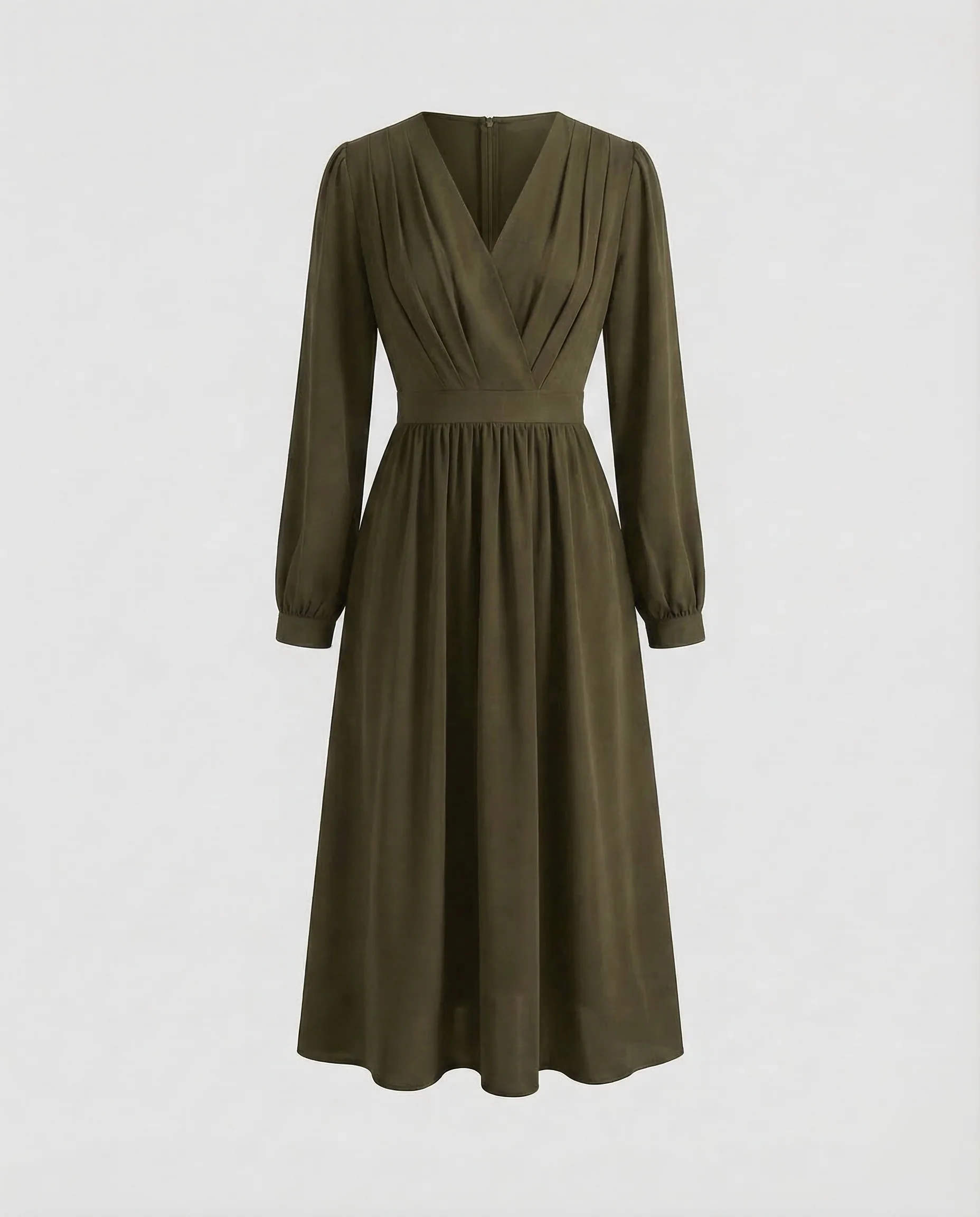 Damen Wickelkleid Plissee Taschen - Image 6