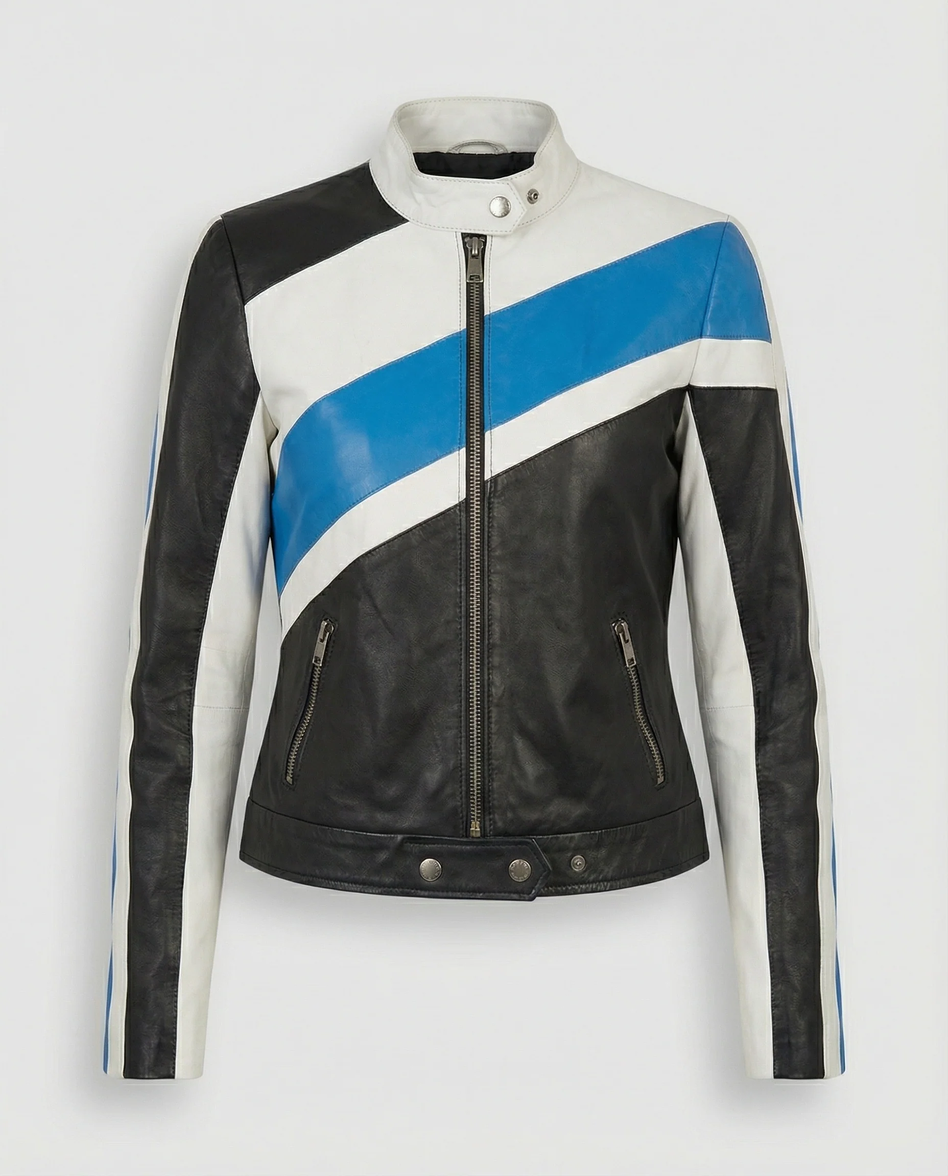 Damen Lederjacke Schwarz Racer - Image 5