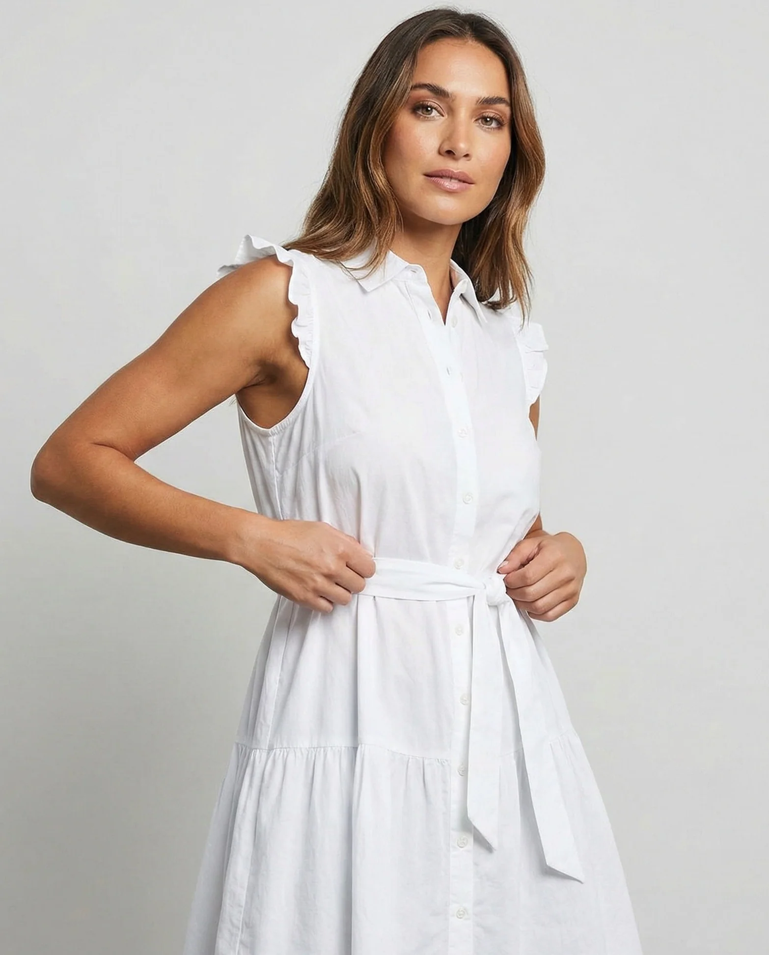 Damen Hemdblusen-Midikleid mit Rüschenärmeln - Image 2
