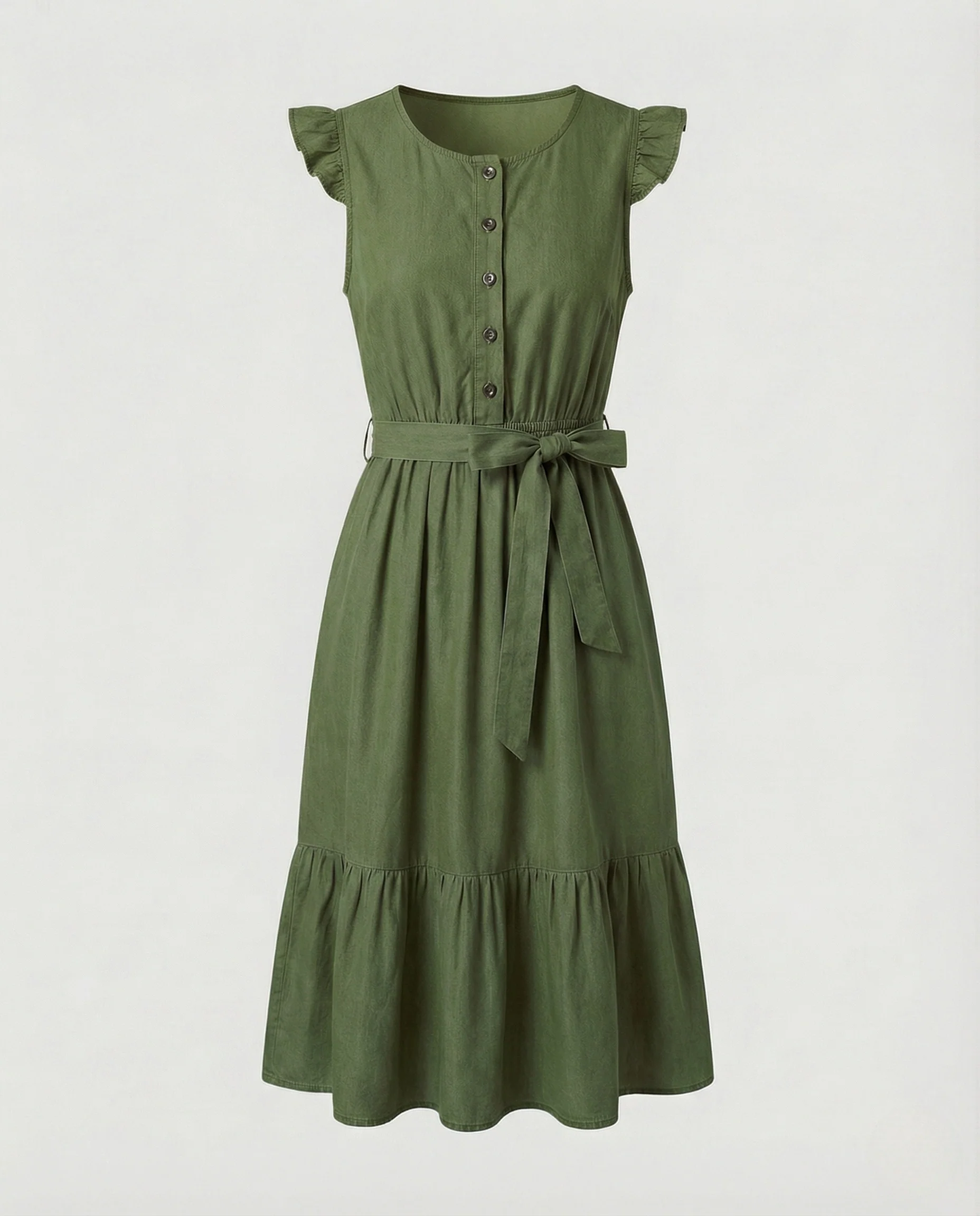 Damen Hemdblusen-Midikleid mit Rüschenärmeln - Image 8
