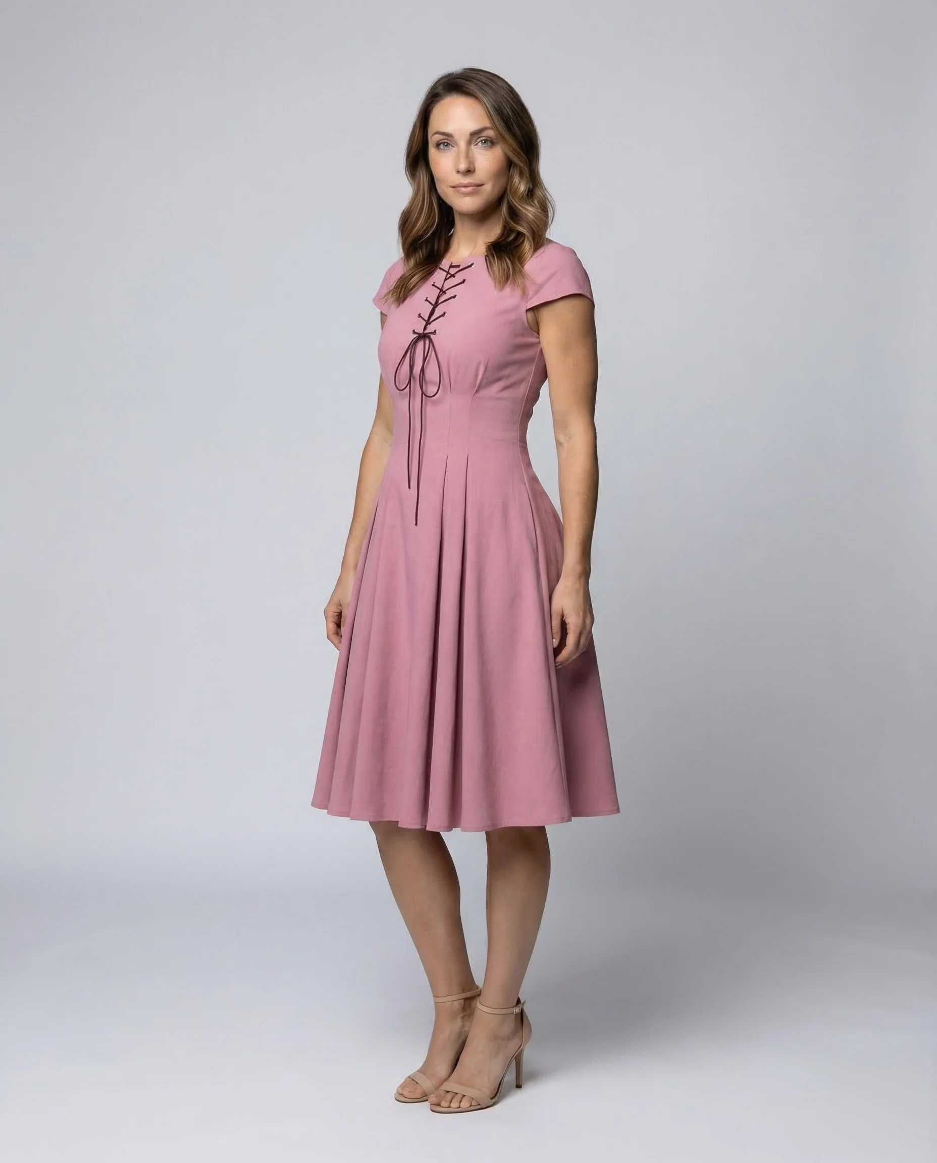 Damen Retro Kleid Schnürung