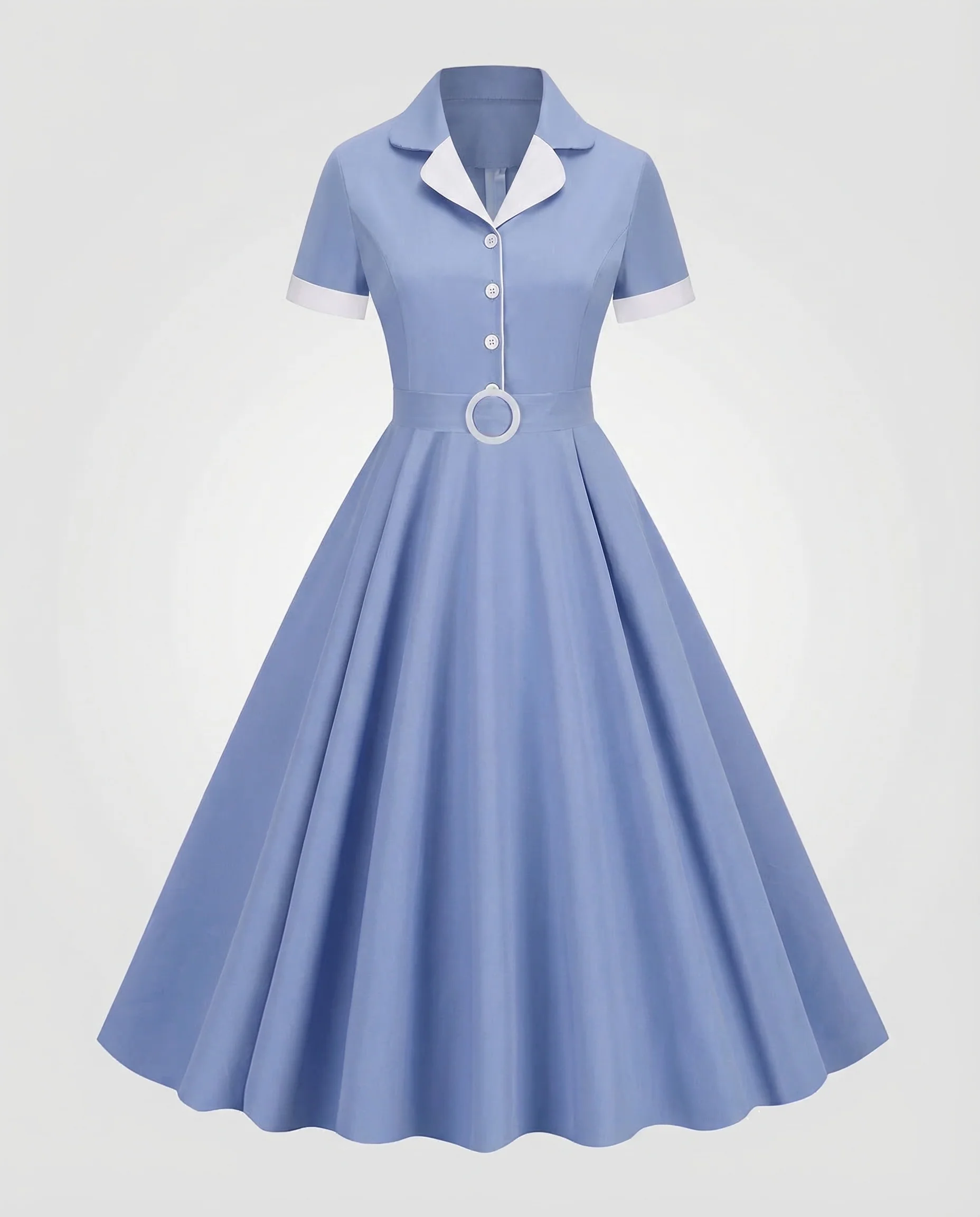 Damen Swingkleid Retro Knopfleiste - Image 3