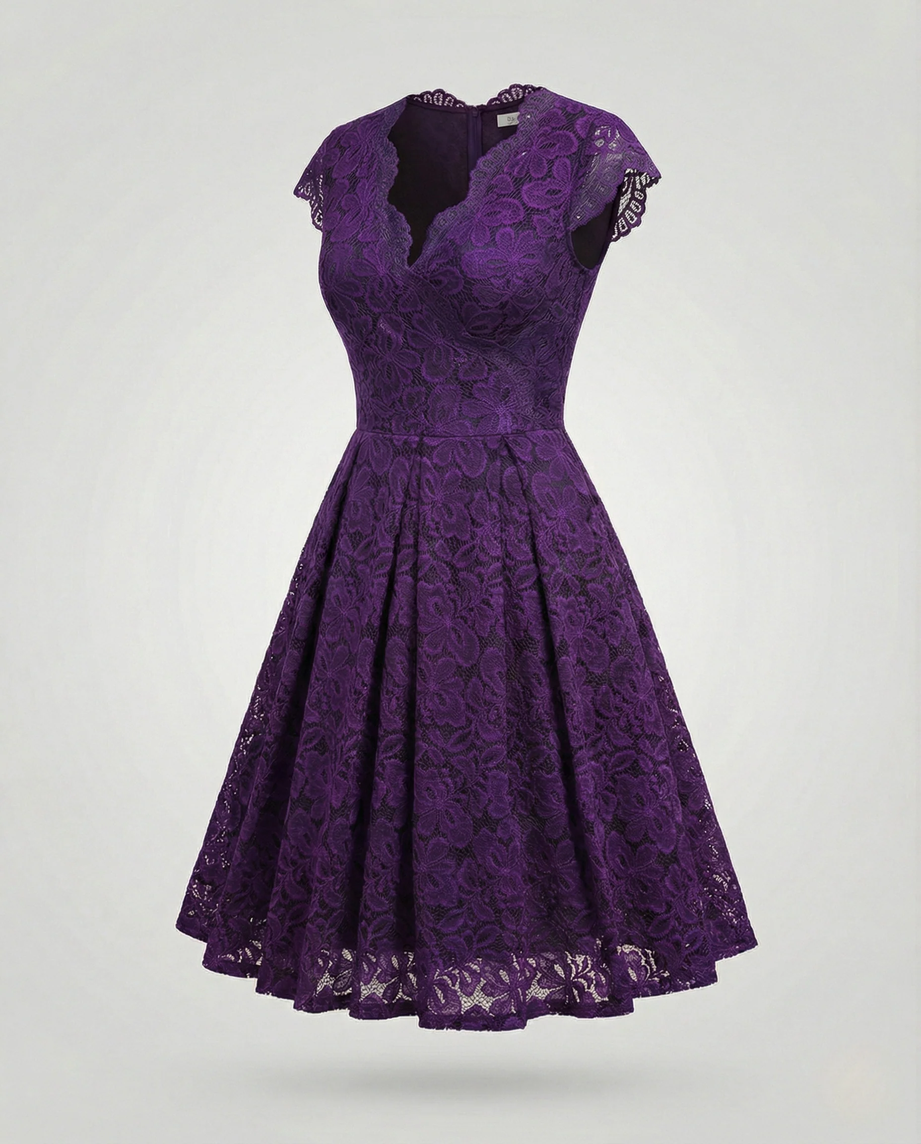 Damen Retro-Tellerkleid mit floraler Spitze - Image 7