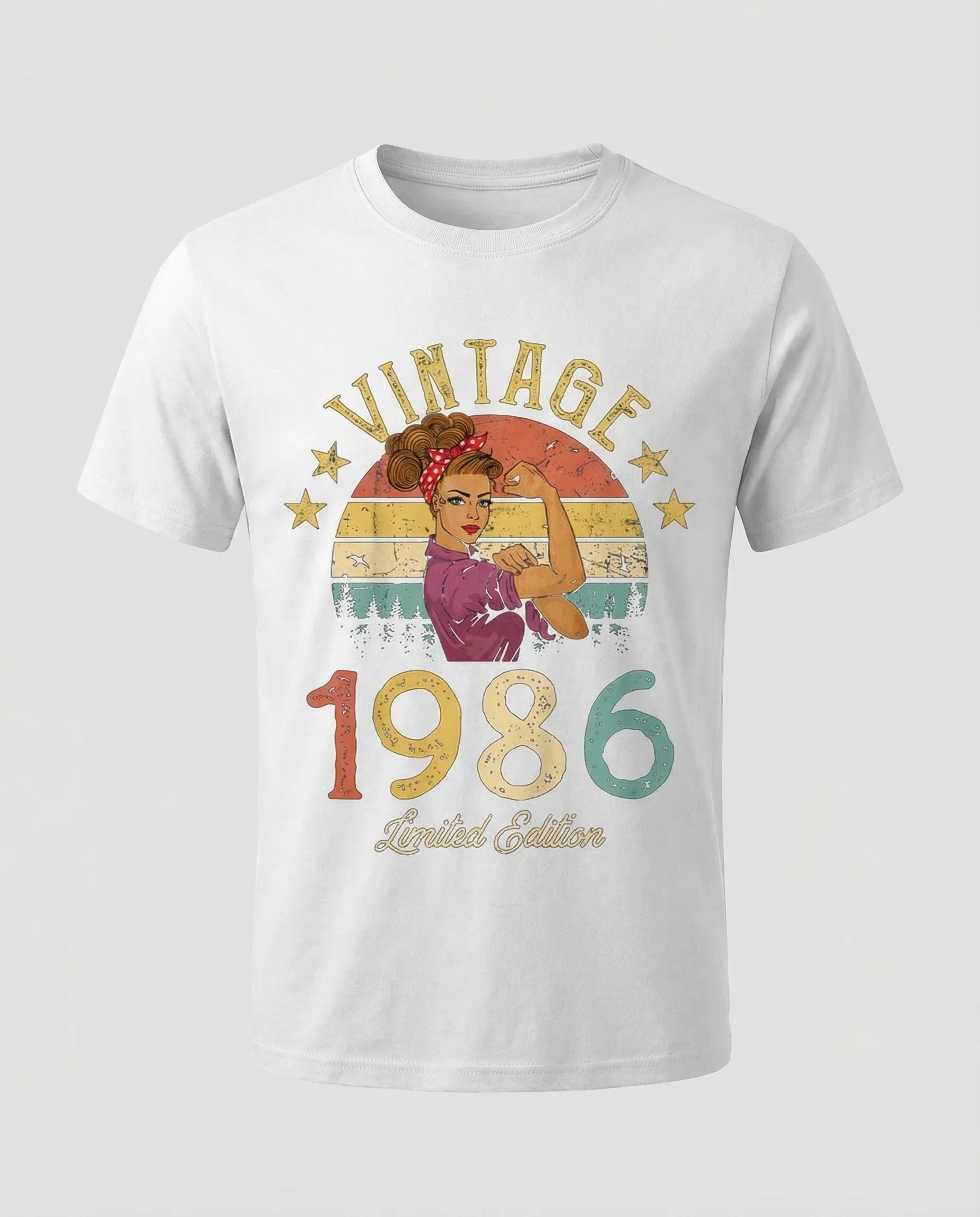 Damen T Shirt Retro Print - Image 5