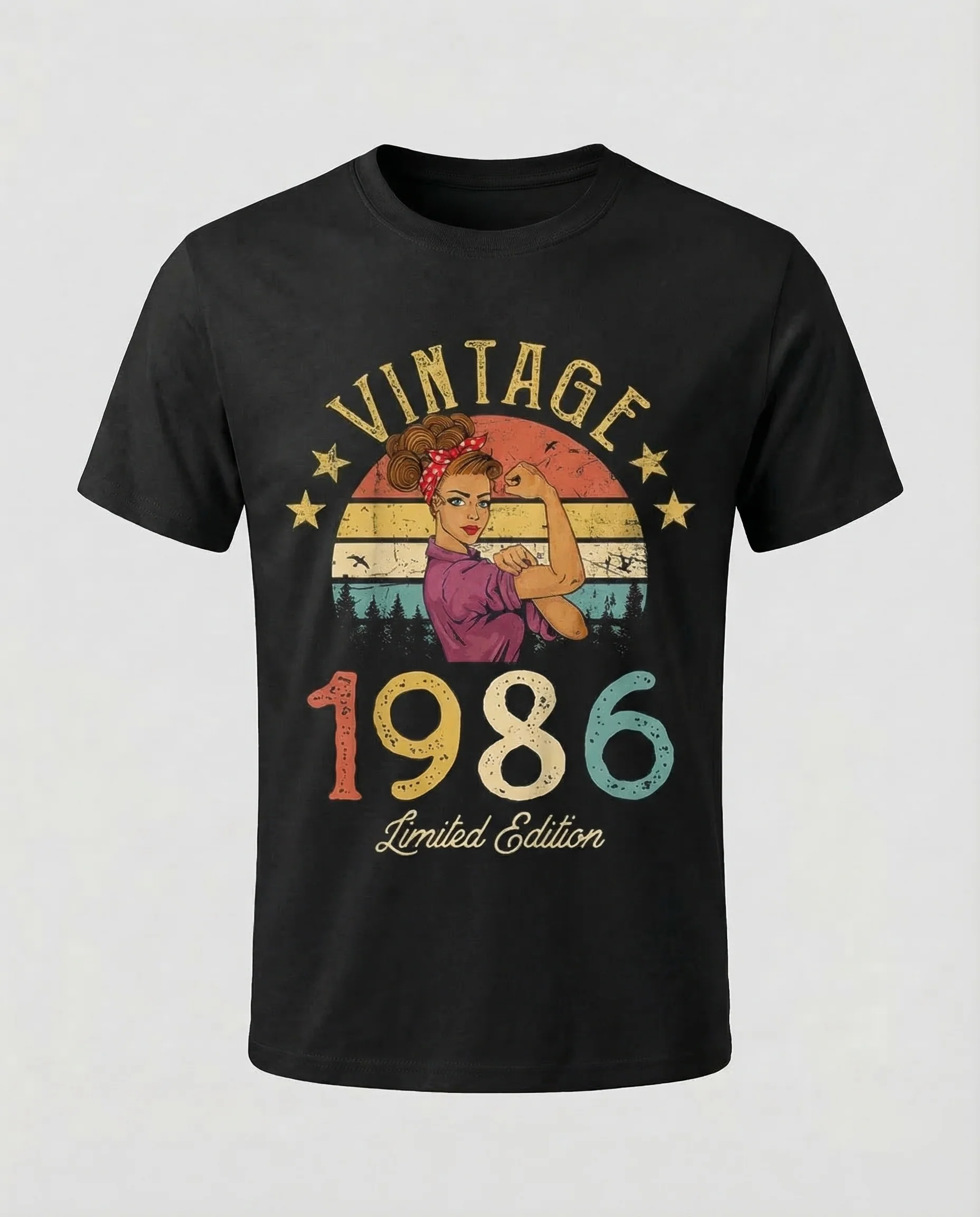 Damen T Shirt Retro Print - Image 6