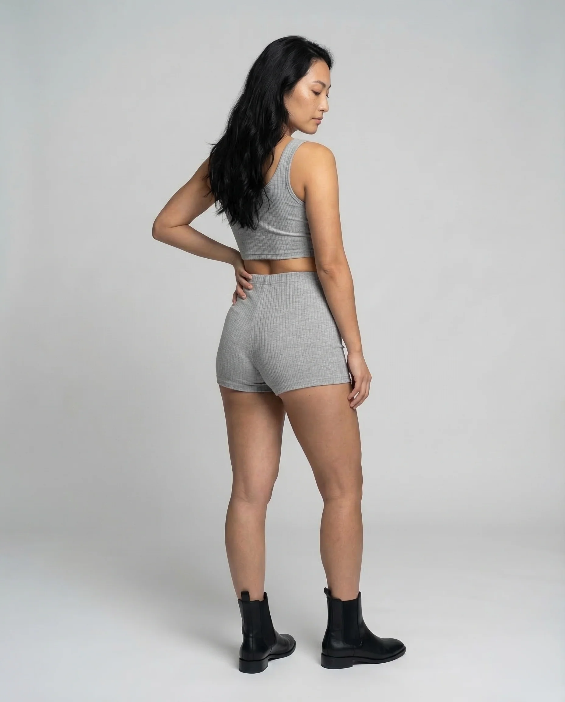 Damen Rippstrick Shorts Elastikbund - Image 4