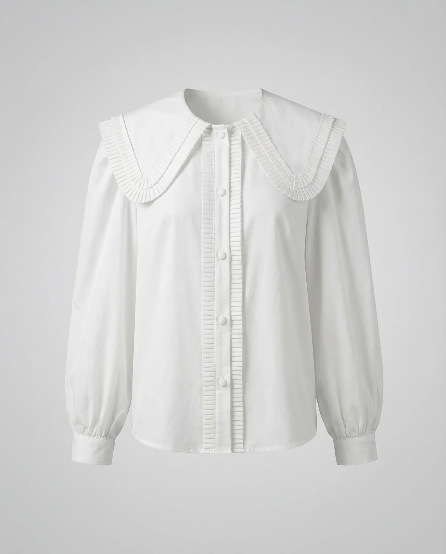 Damen Baumwollbluse Plisseekragen - Image 5